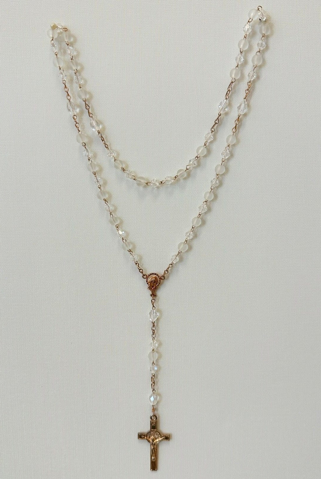 YoYo Boutique Accessories White White Frosty Crystals Rosary