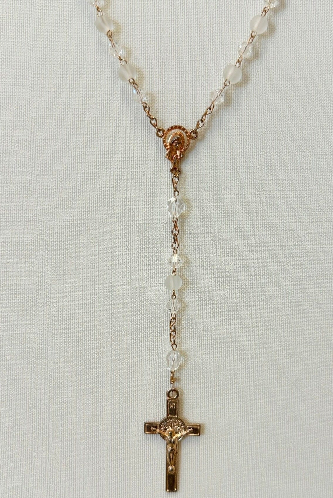 YoYo Boutique Accessories White White Frosty Crystals Rosary