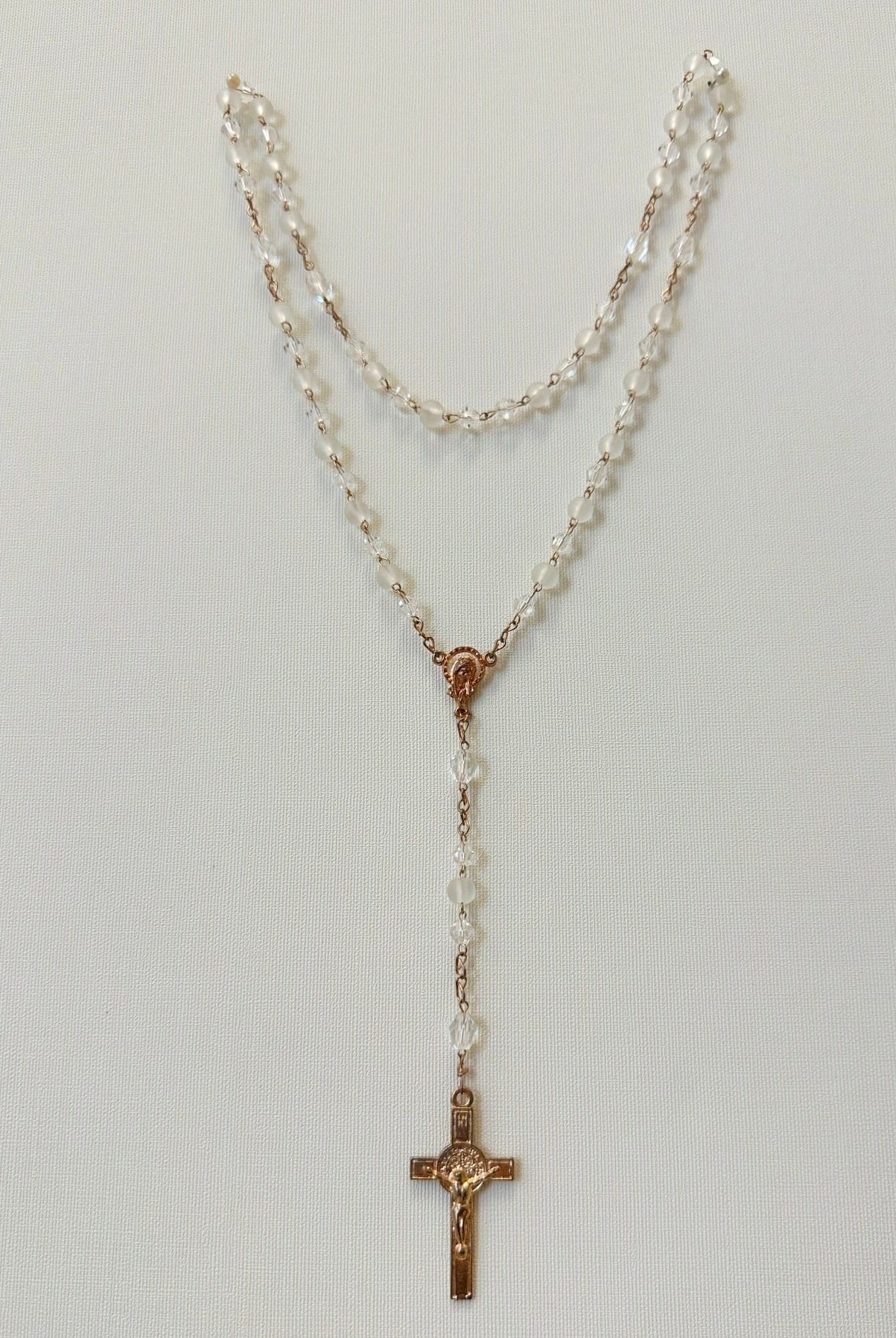 YoYo Boutique Accessories White White Frosty Crystals Rosary