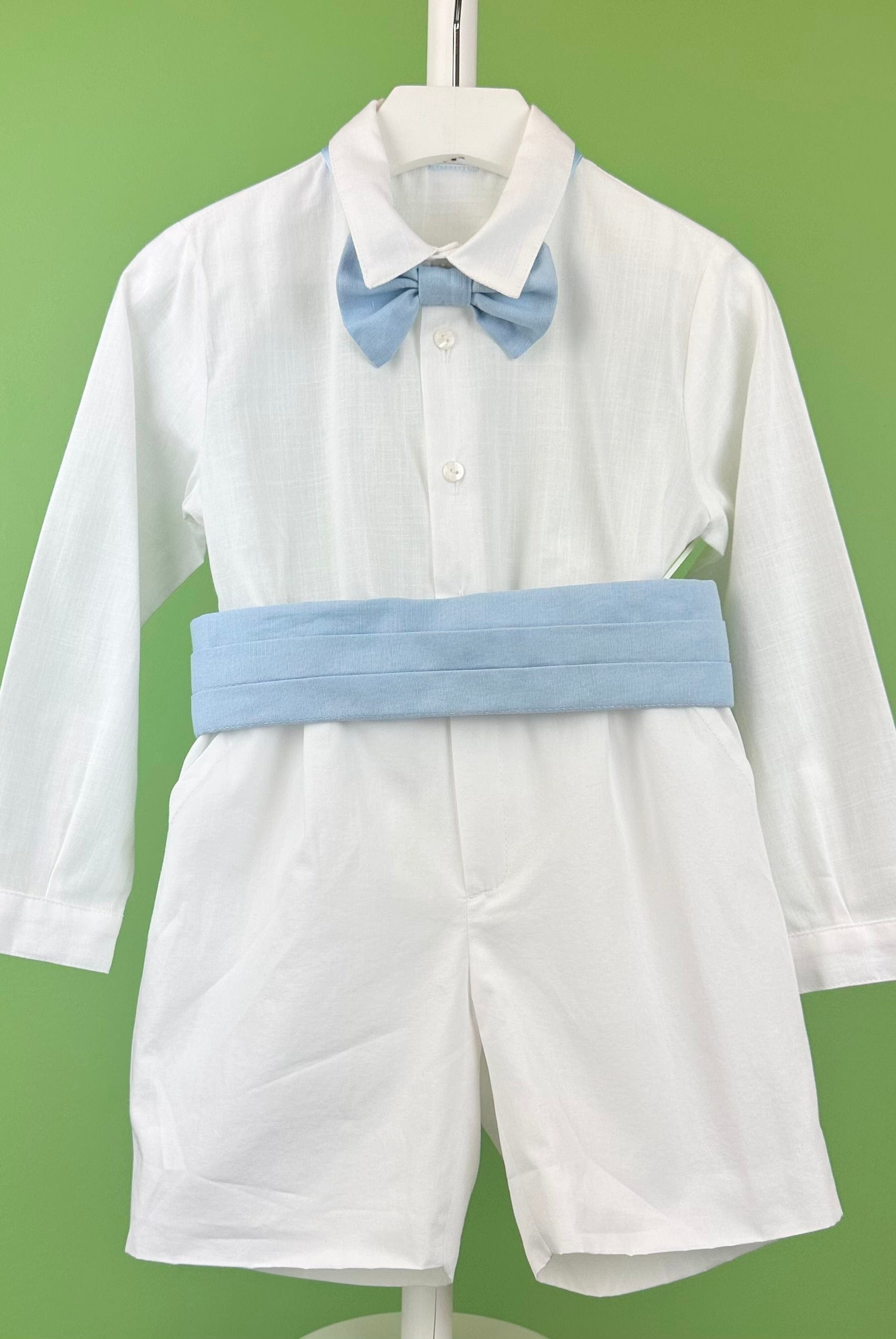 YoYo Boutique Baptism Alex White & Blue Shorts Outfit
