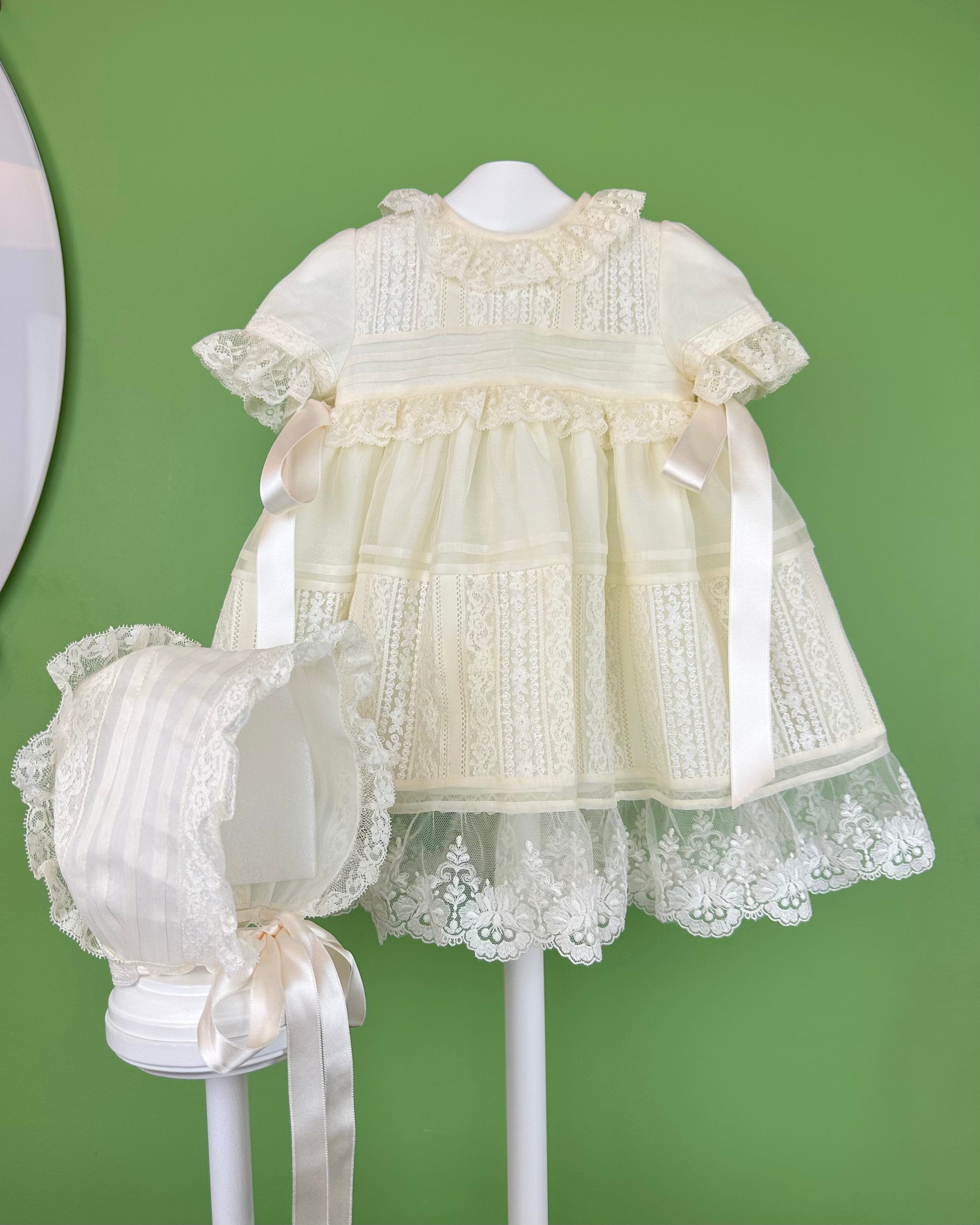 YoYo Boutique Baptism Veronica Dress with Bonnet