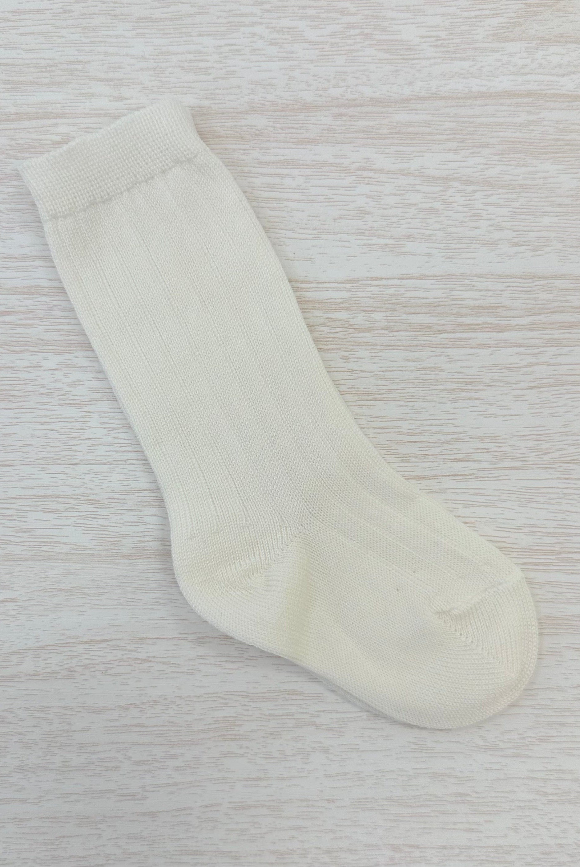 YoYo Boutique Socks Off-White Ribbed Kneehigh Socks