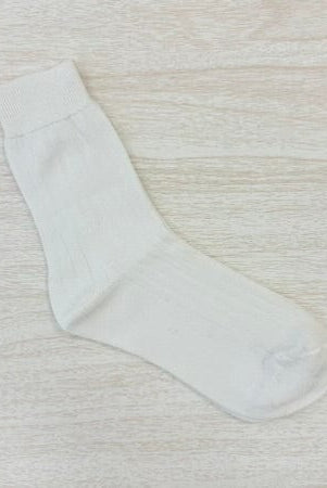 YoYo Boutique Socks White Ribbed Mid-Calf Socks