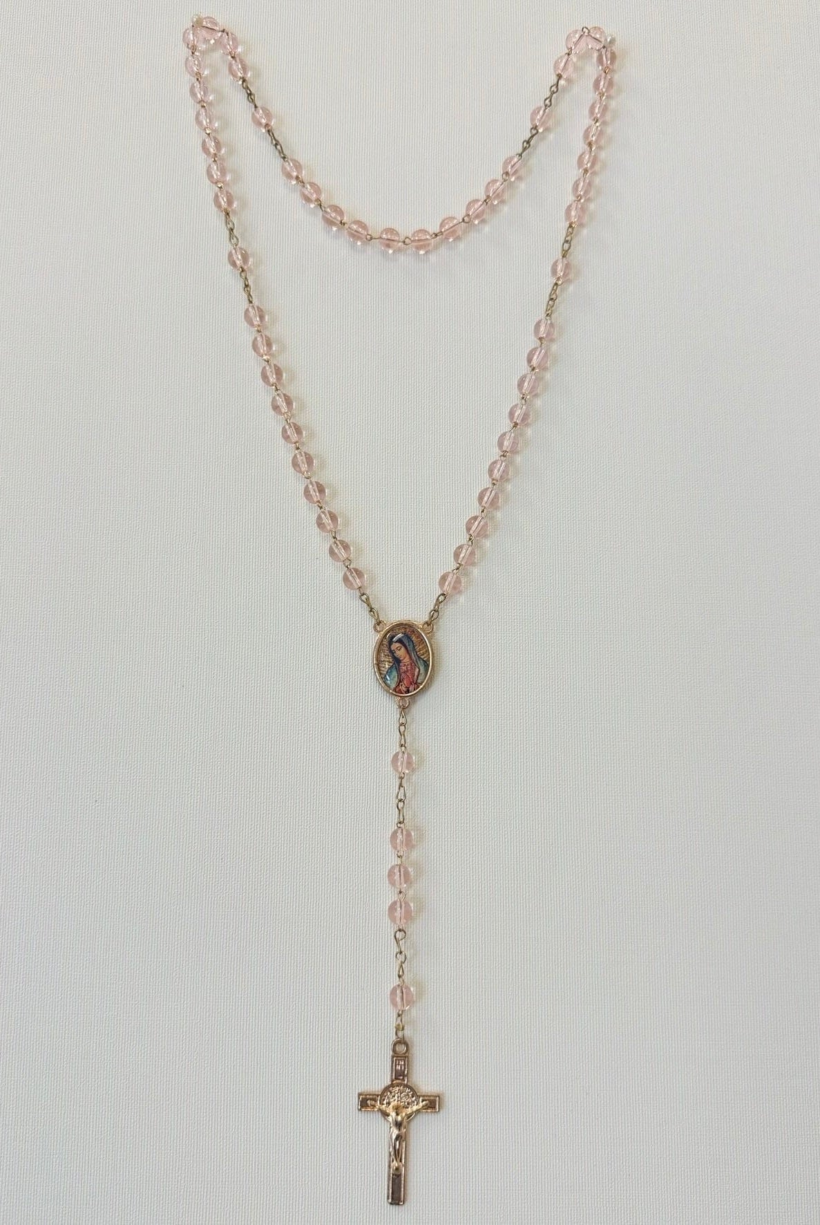 YoYo Children's Boutique Accesories Pink Crystals & Virgin of Guadalupe Rosary