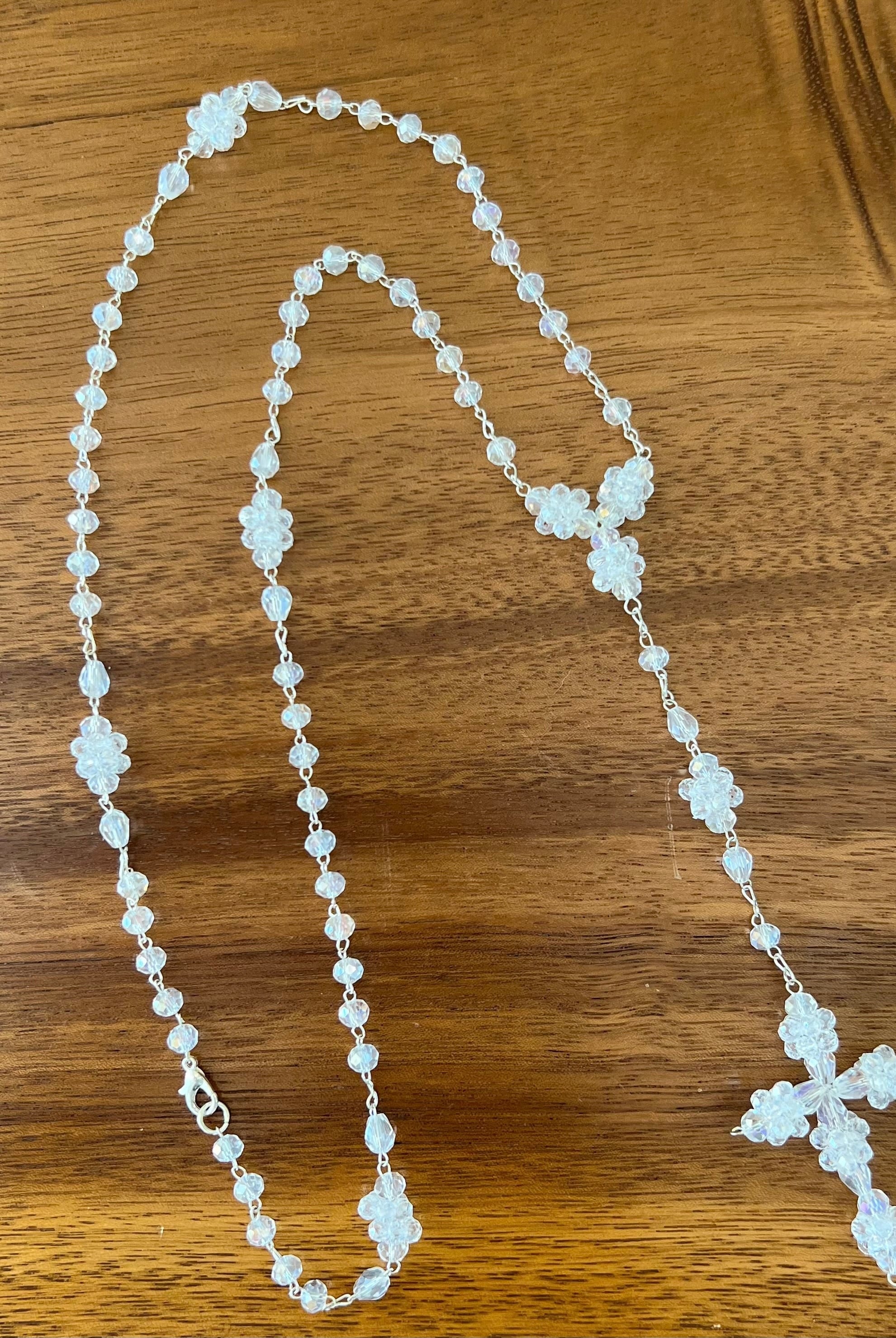YoYo Children's Boutique Accesories White Crystals Rosary