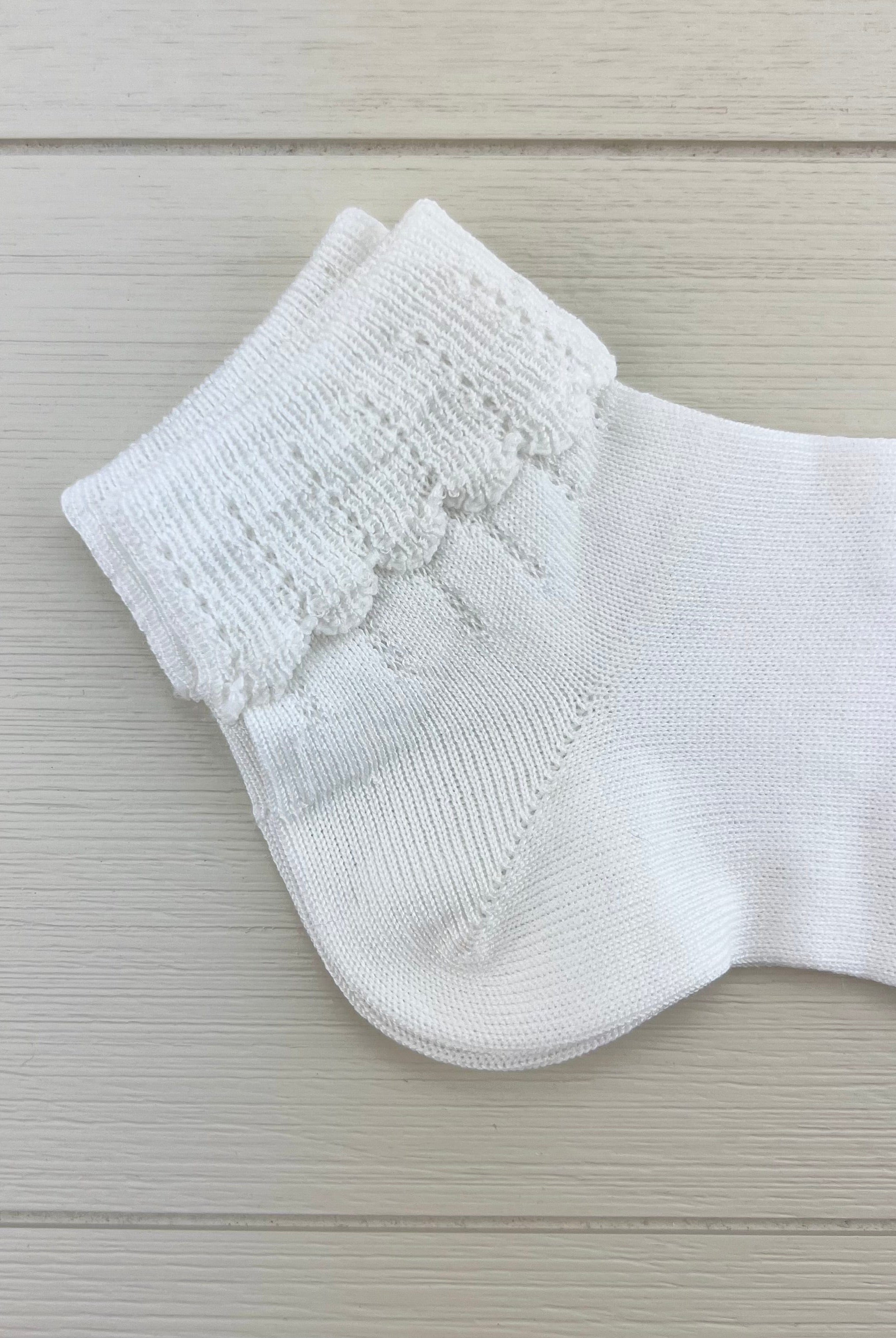 Condor Socks White Ankle Socks with Folded Cuff