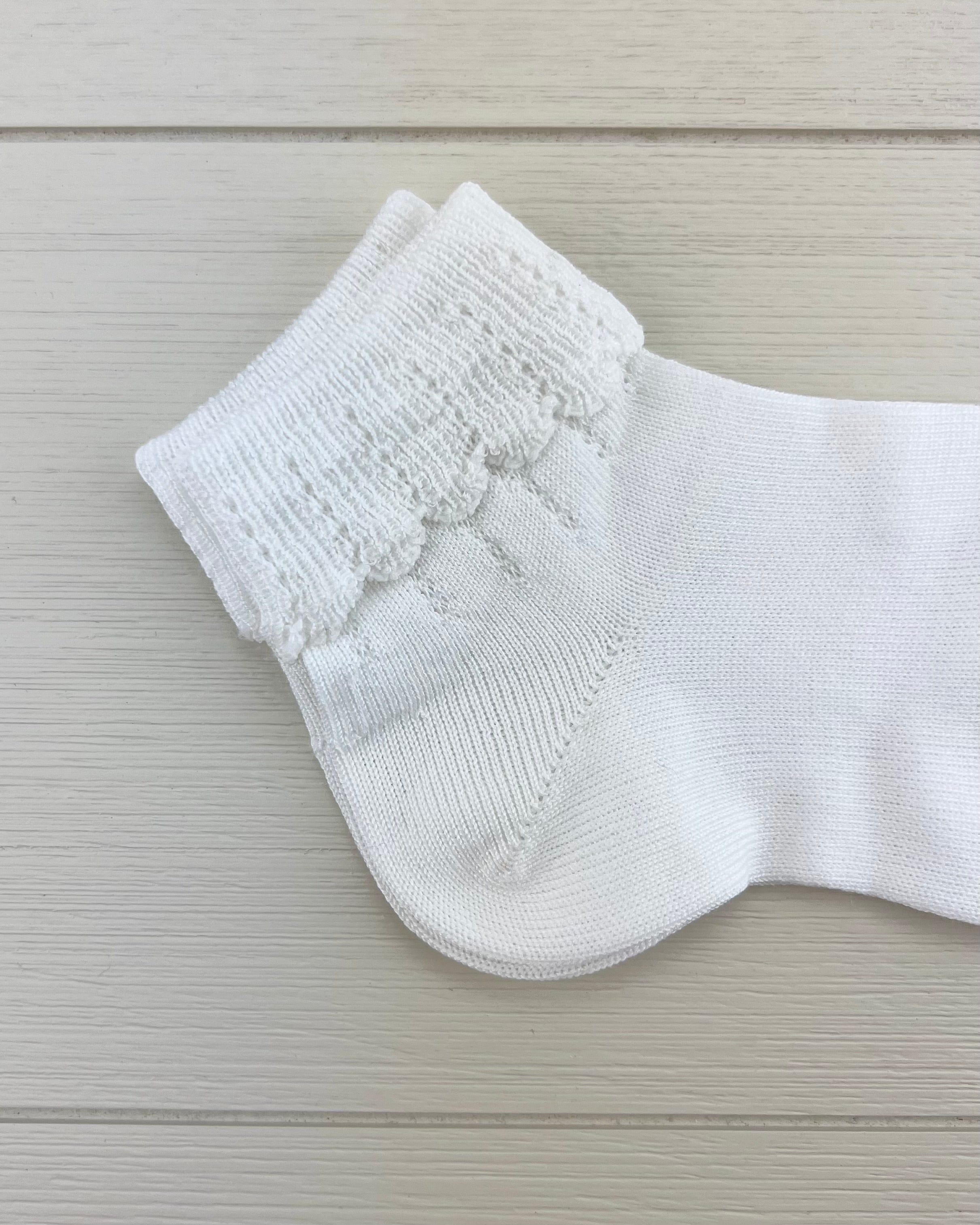 Condor Socks White Ankle Socks with Folded Cuff