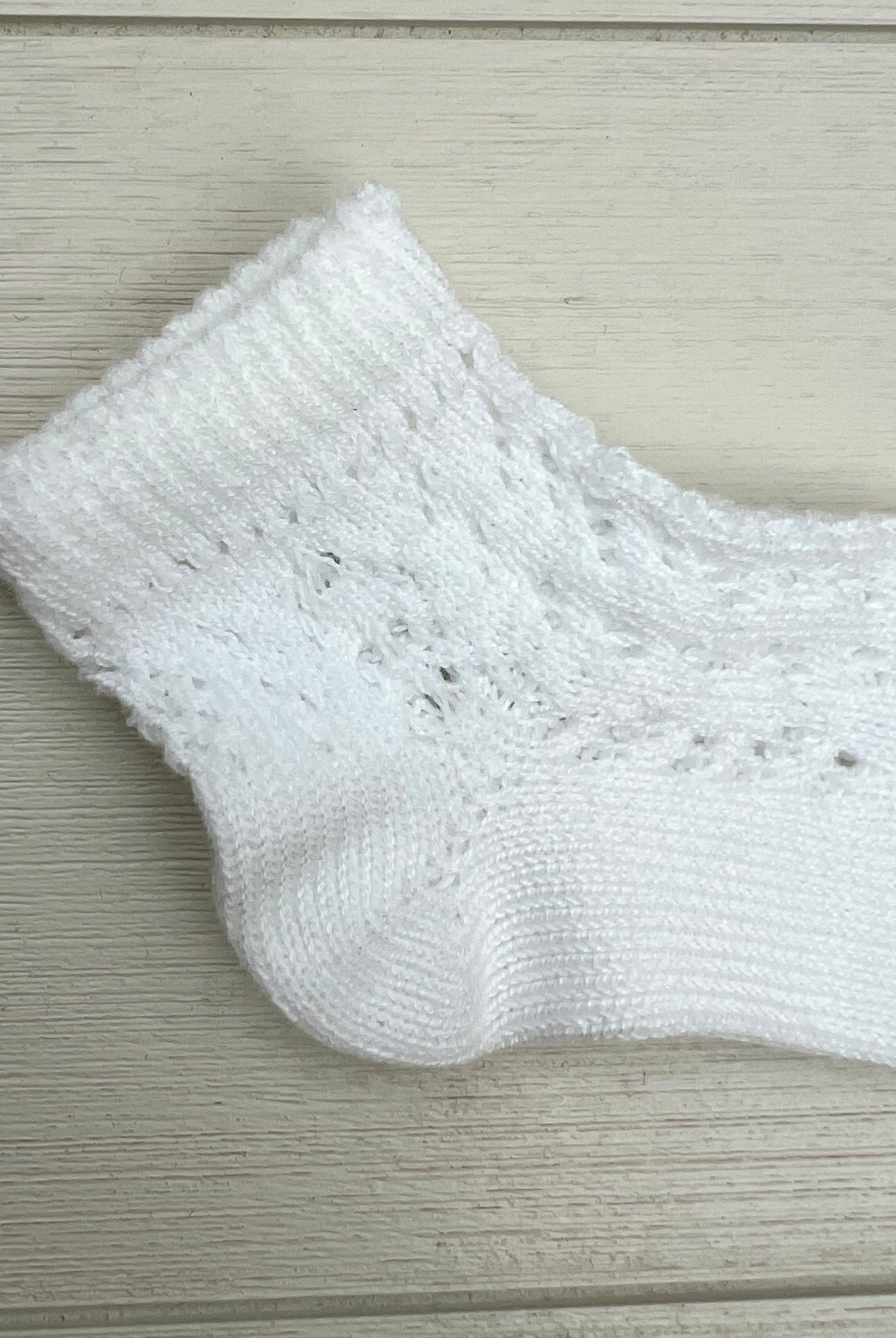 Condor Socks White Cotton Openwork Short Socks