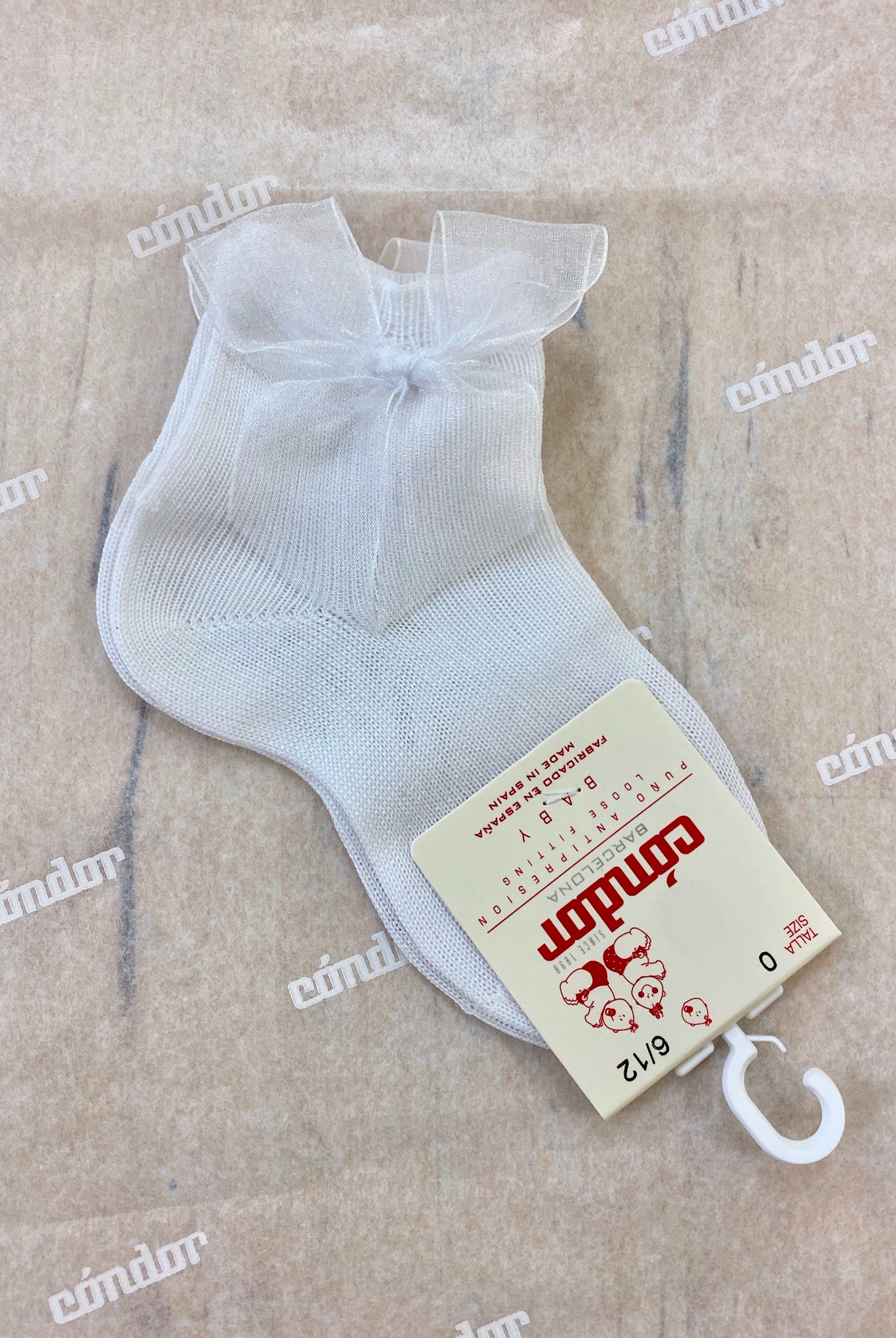 Condor Socks White Short Socks with Organza Bow