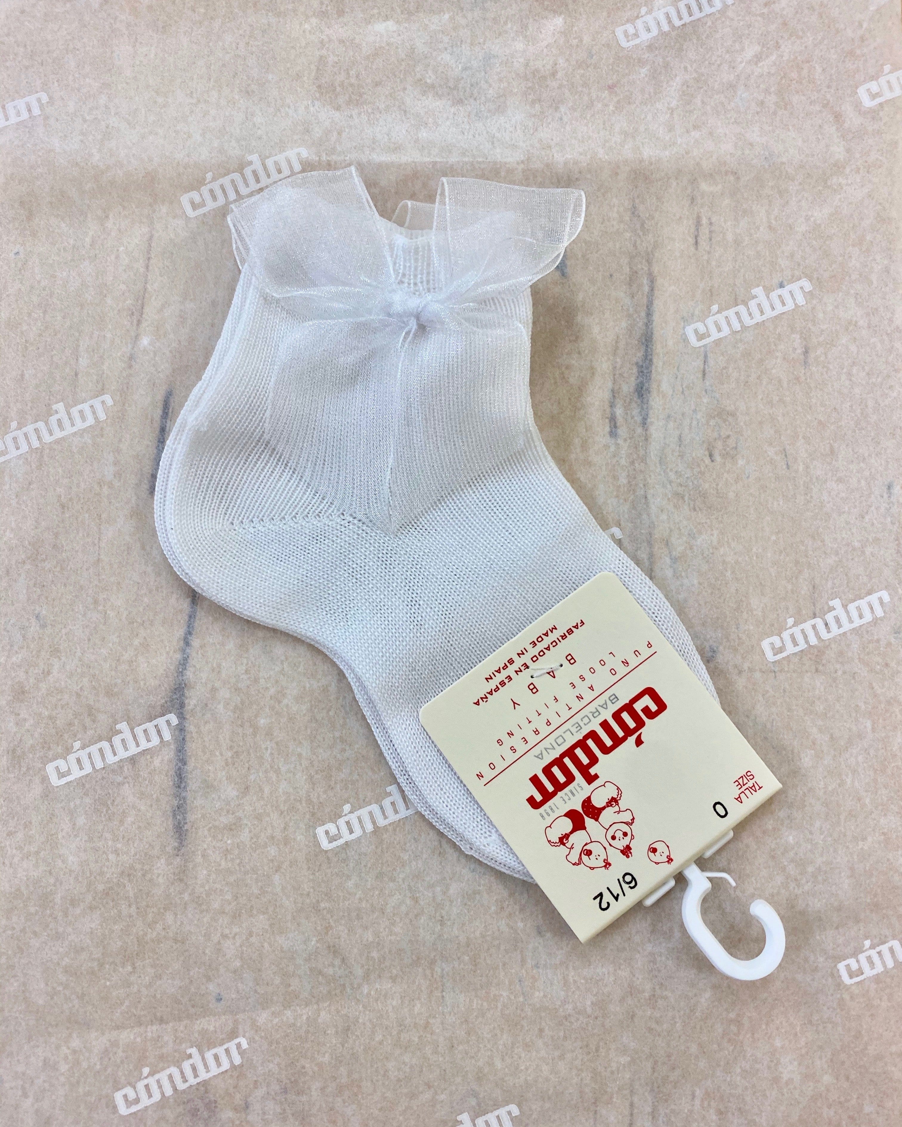 Condor Socks White Short Socks with Organza Bow