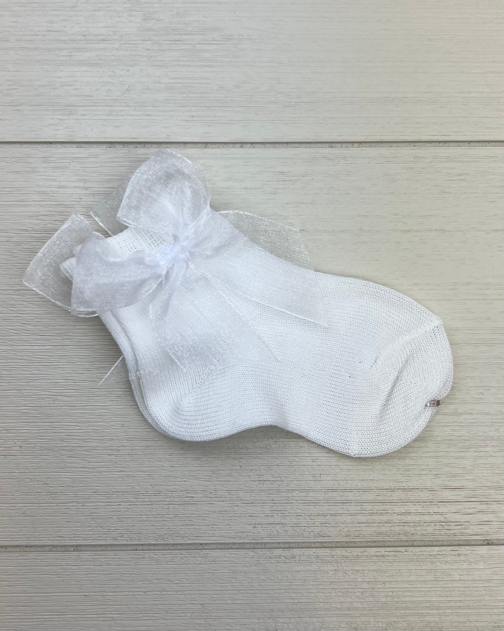 Condor Socks White Short Socks with Organza Bow