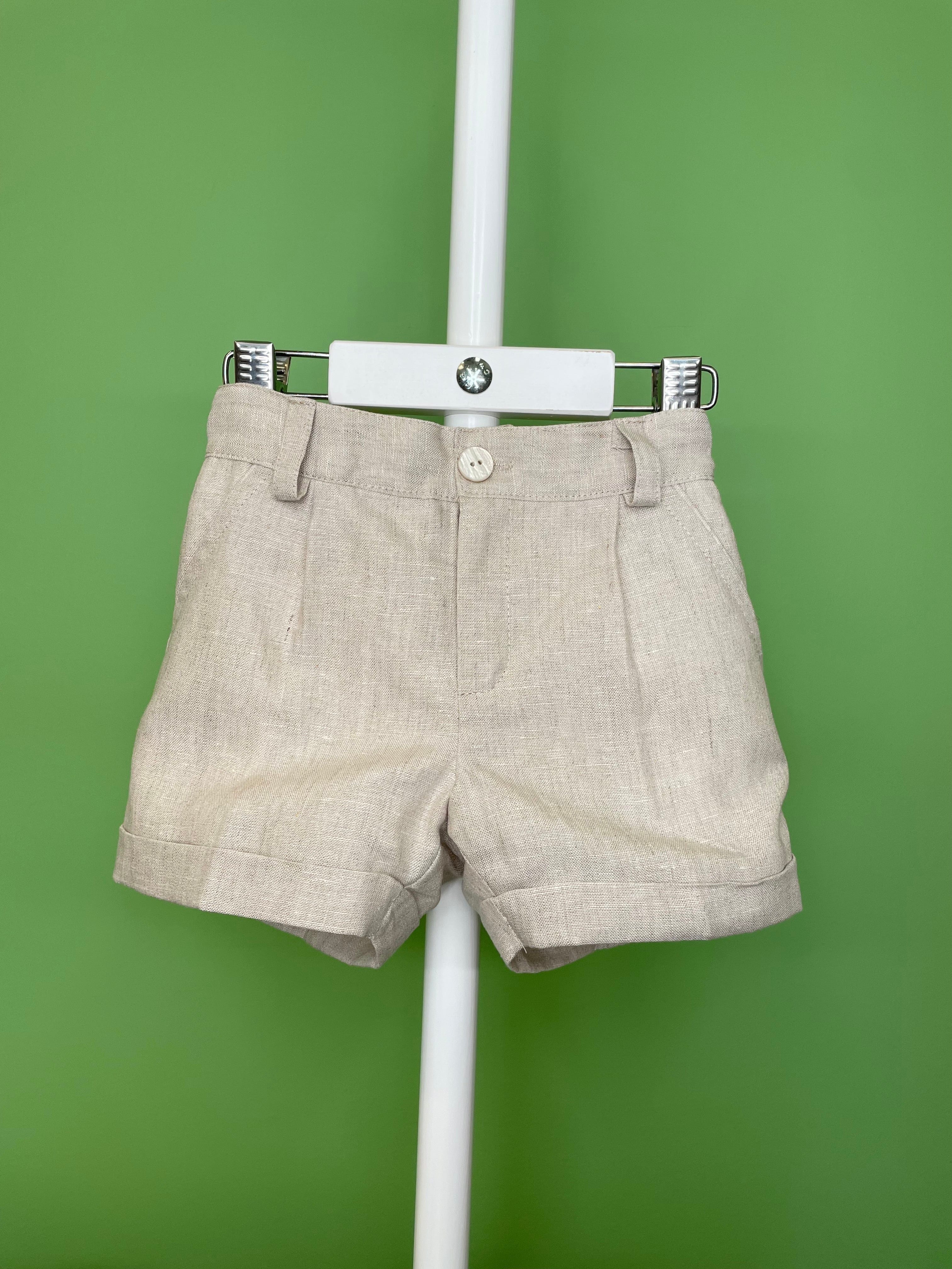 Martin Aranda Baptism & Communion Dresses White & Beige Linen Shorts Outfit