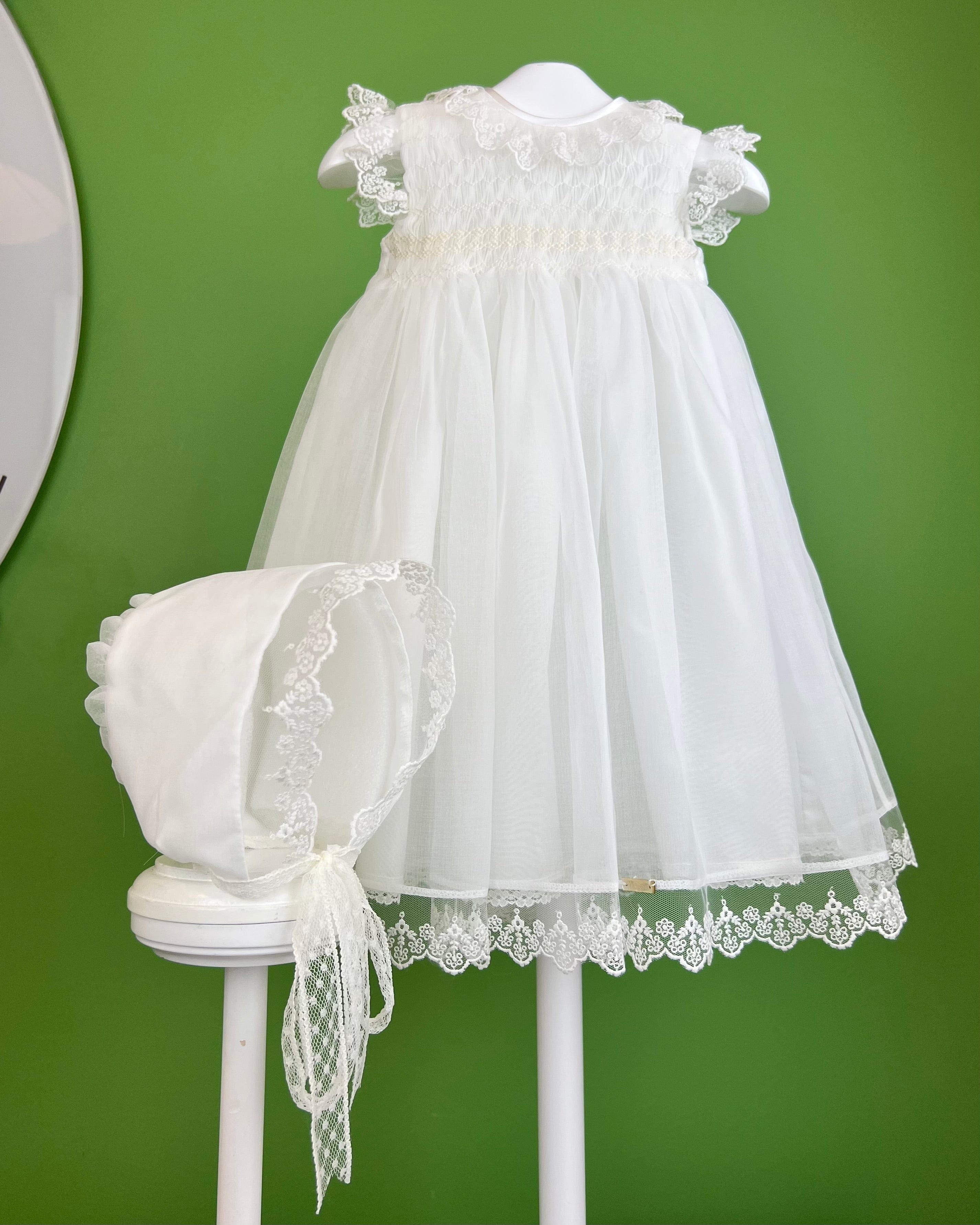 YoYo Boutique Antonieta White Dress with Bloomers & Bonnet