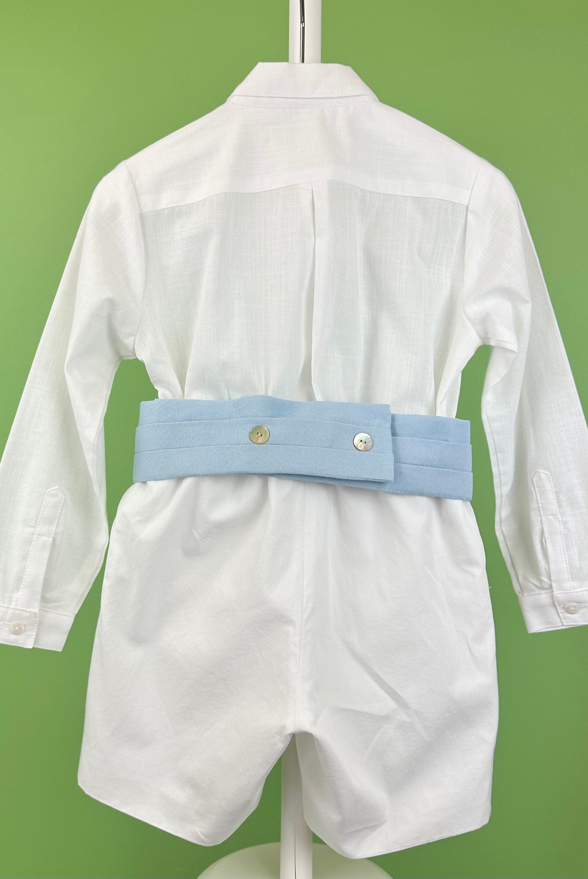 YoYo Boutique Baptism Alex White & Blue Shorts Outfit