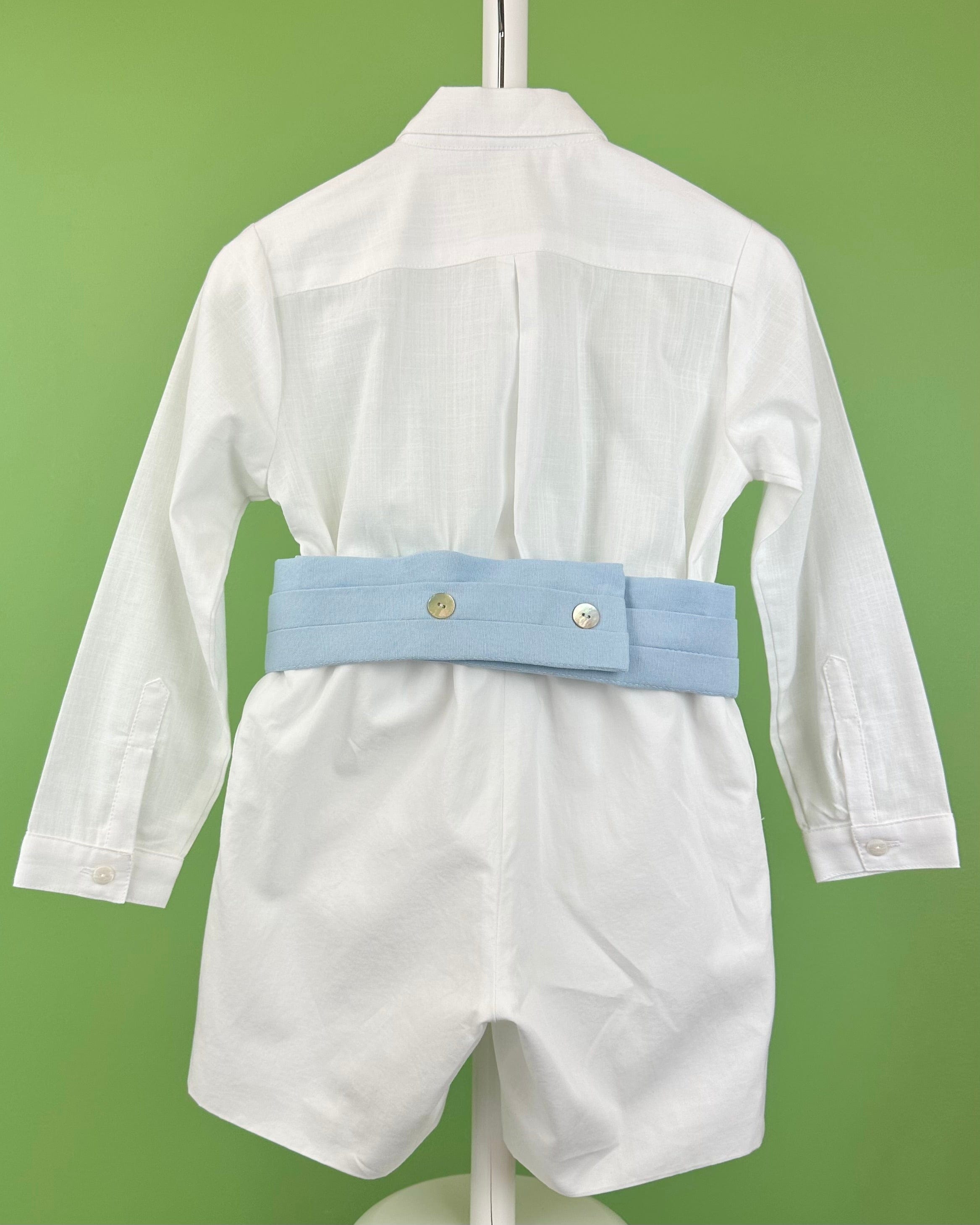 YoYo Boutique Baptism Alex White & Blue Shorts Outfit