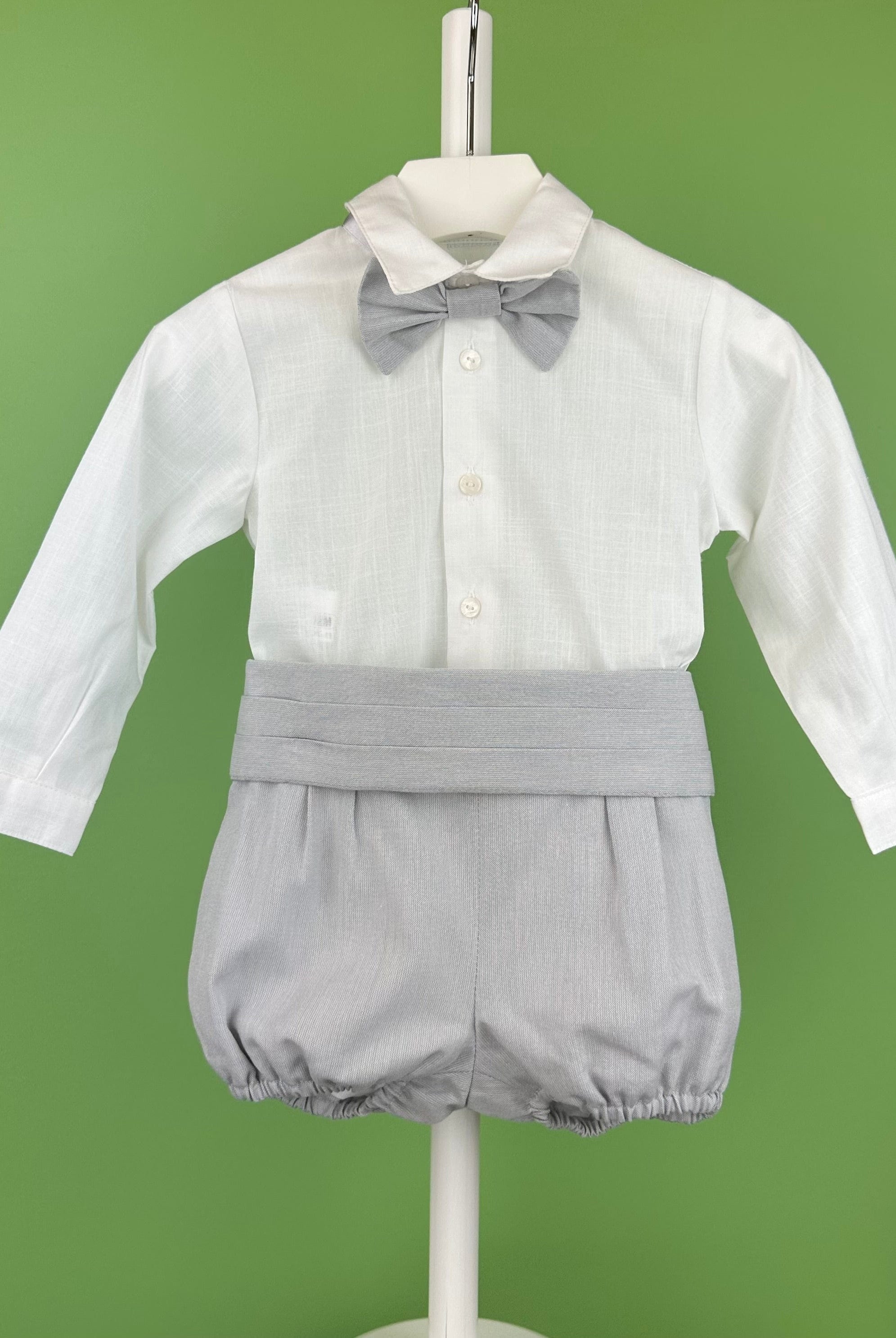 YoYo Boutique Baptism Alex White & Grey Bubble Outfit
