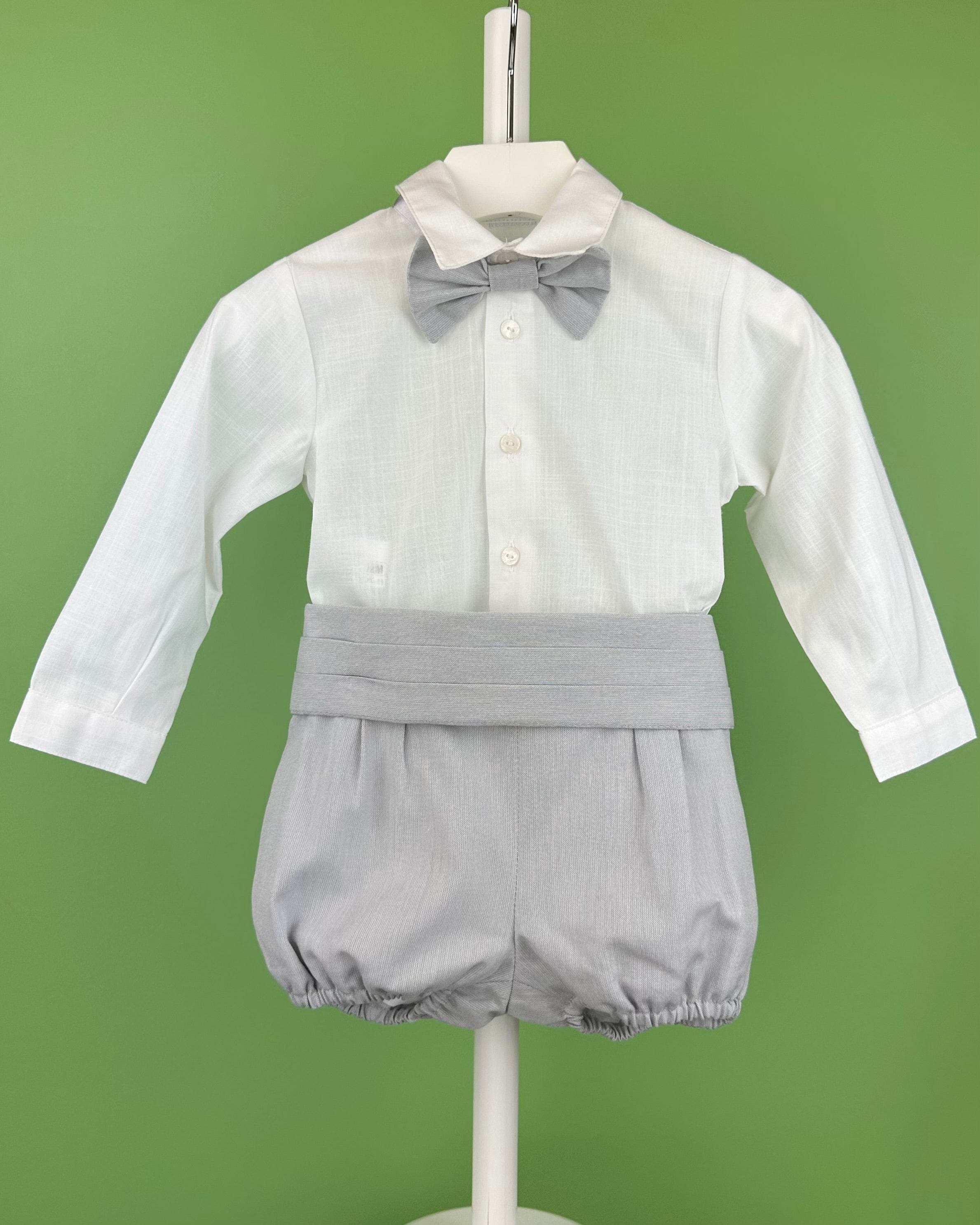 YoYo Boutique Baptism Alex White & Grey Bubble Outfit