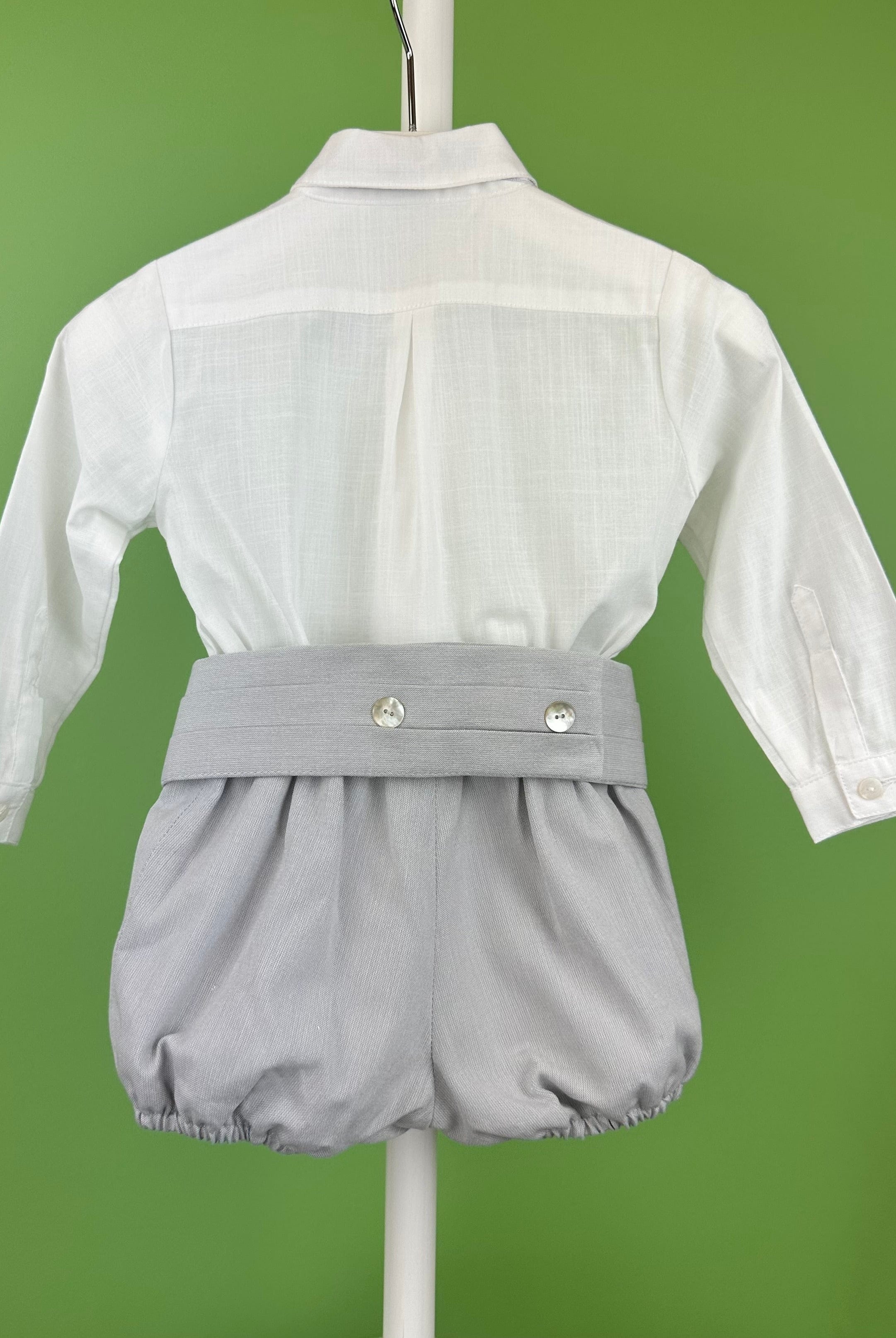 YoYo Boutique Baptism Alex White & Grey Bubble Outfit