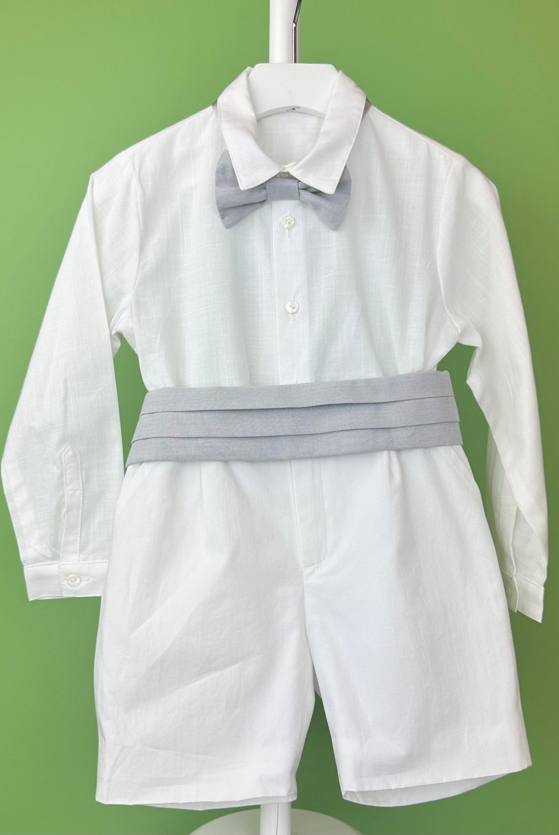 YoYo Boutique Baptism Alex White & Grey Shorts Outfit