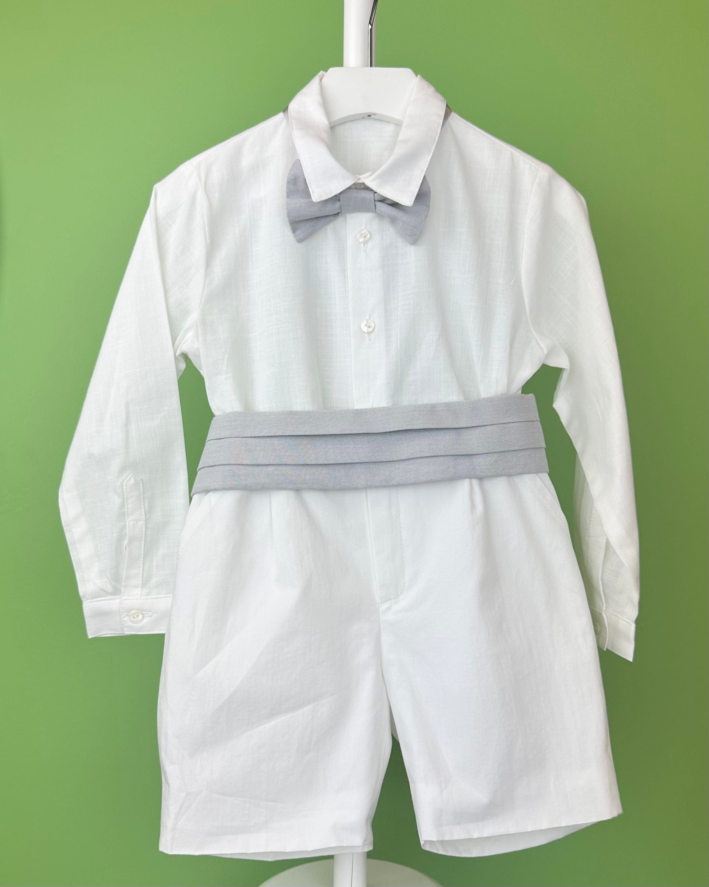 YoYo Boutique Baptism Alex White & Grey Shorts Outfit