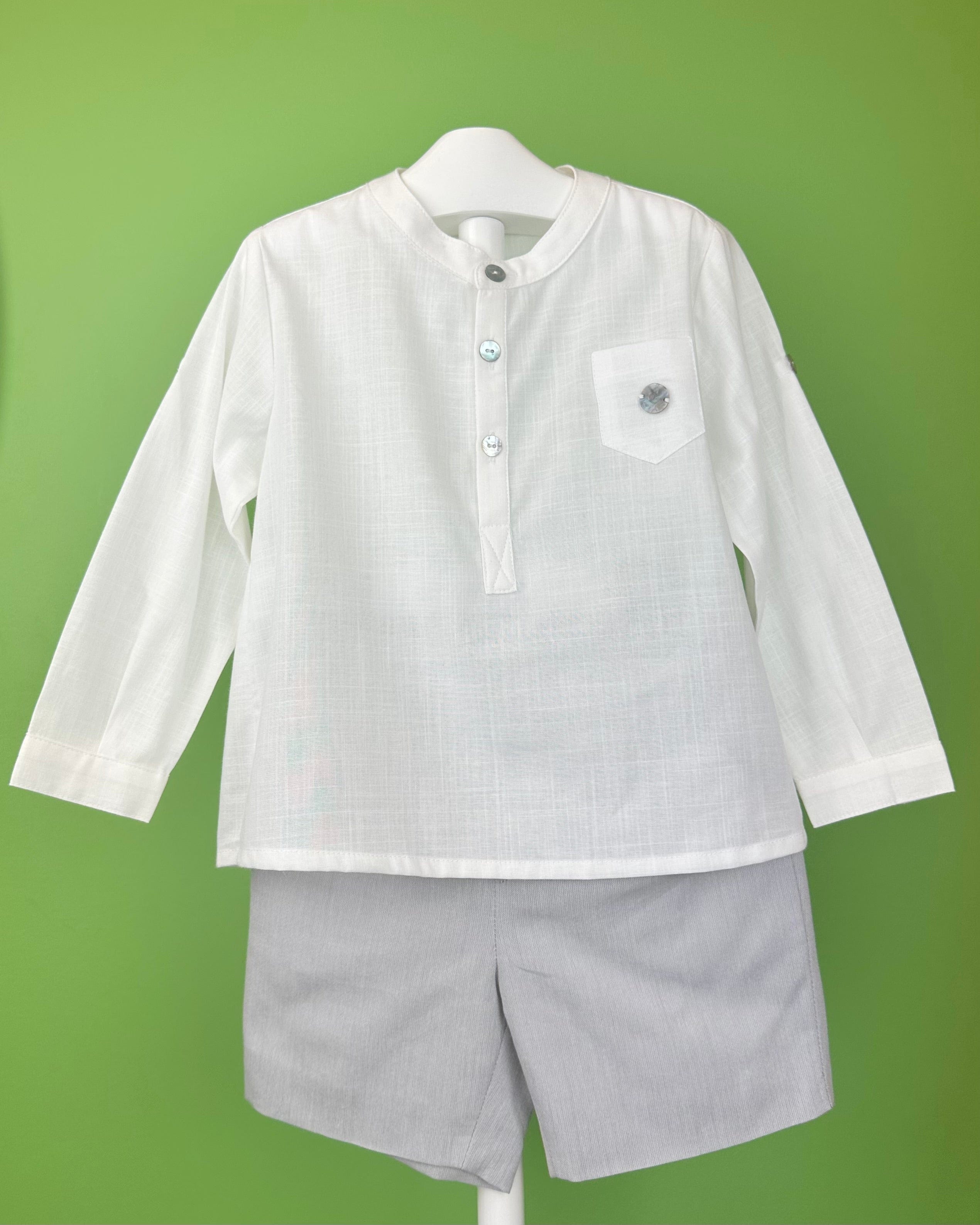 YoYo Boutique Baptism Jake White & Grey Shorts Outfit