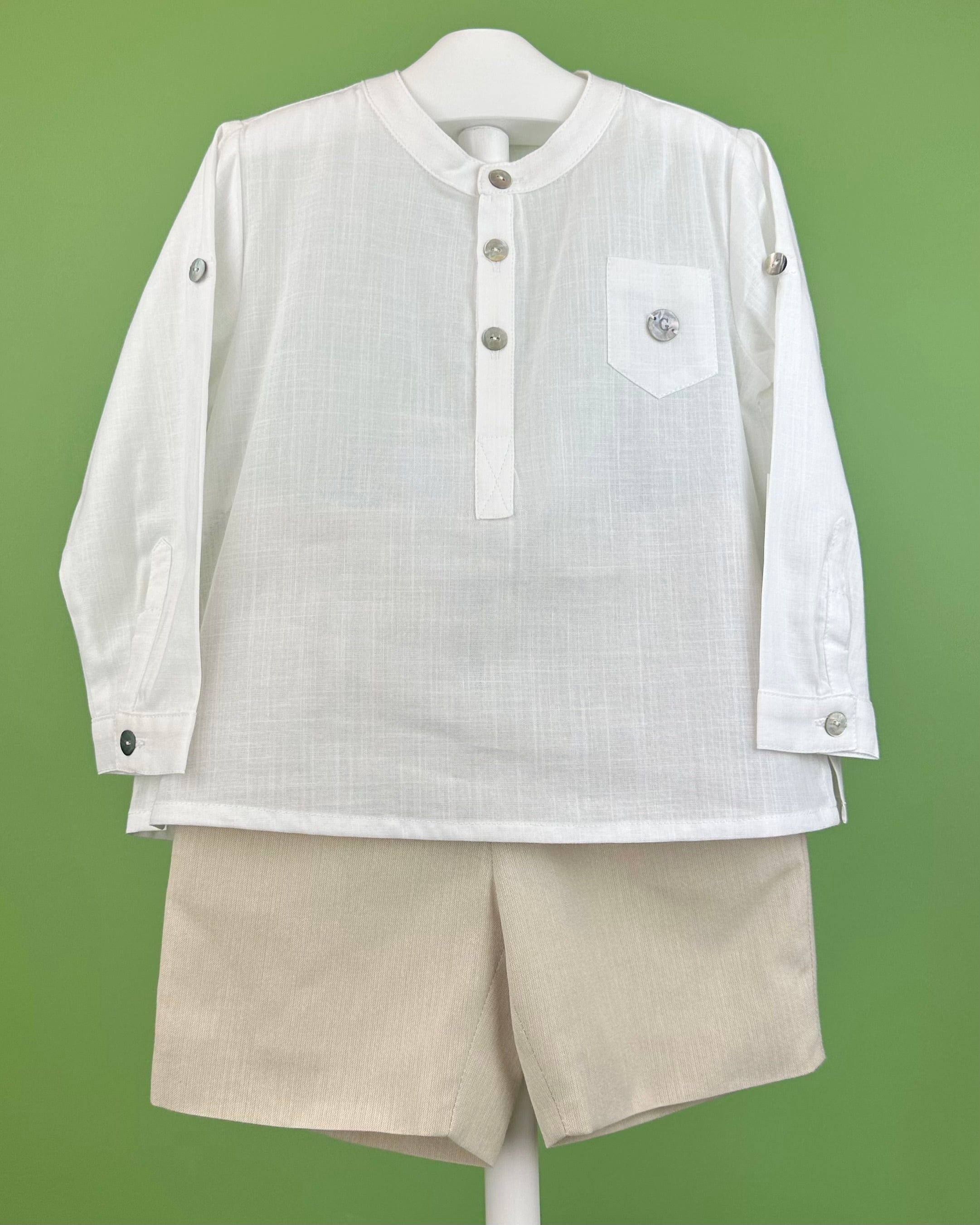 YoYo Boutique Baptism Jake White & Sand Shorts Outfit
