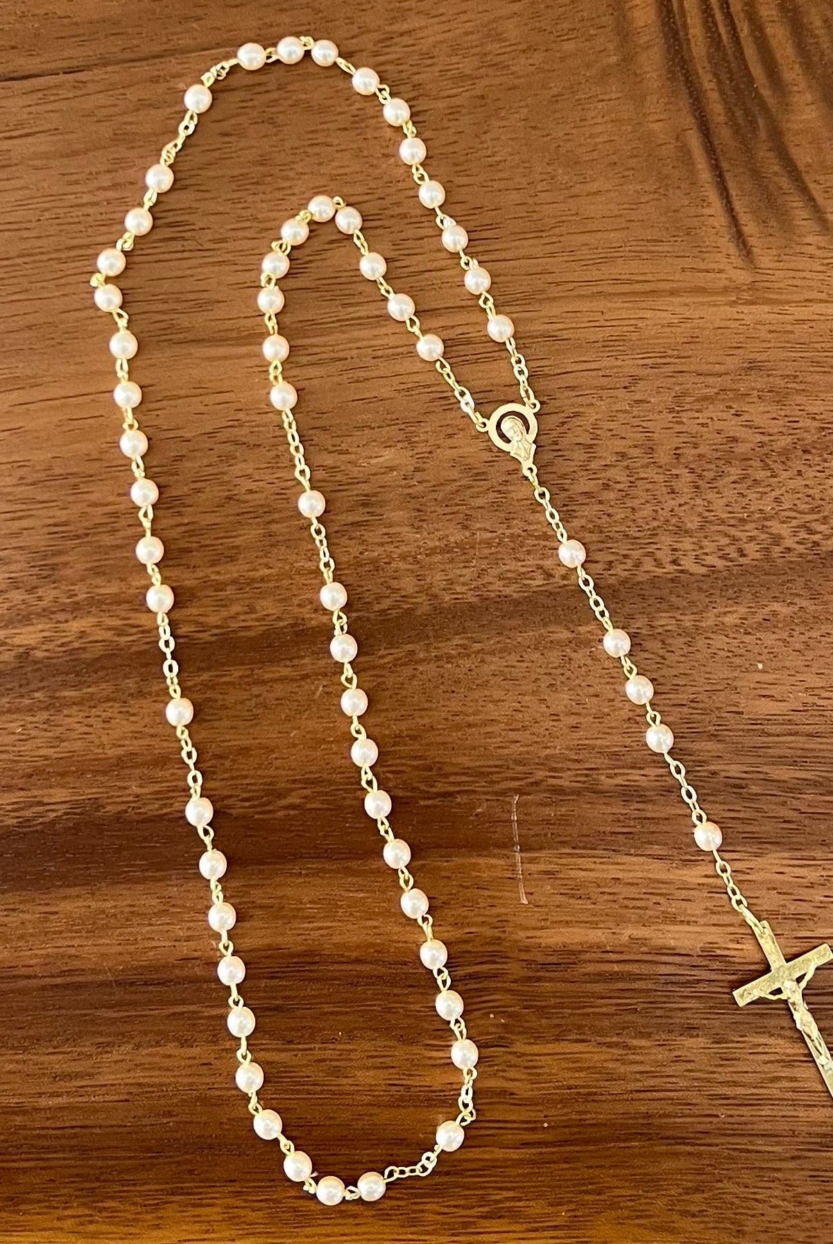 YoYo by Nina Accesories Gold Rosary Pearls & Golden