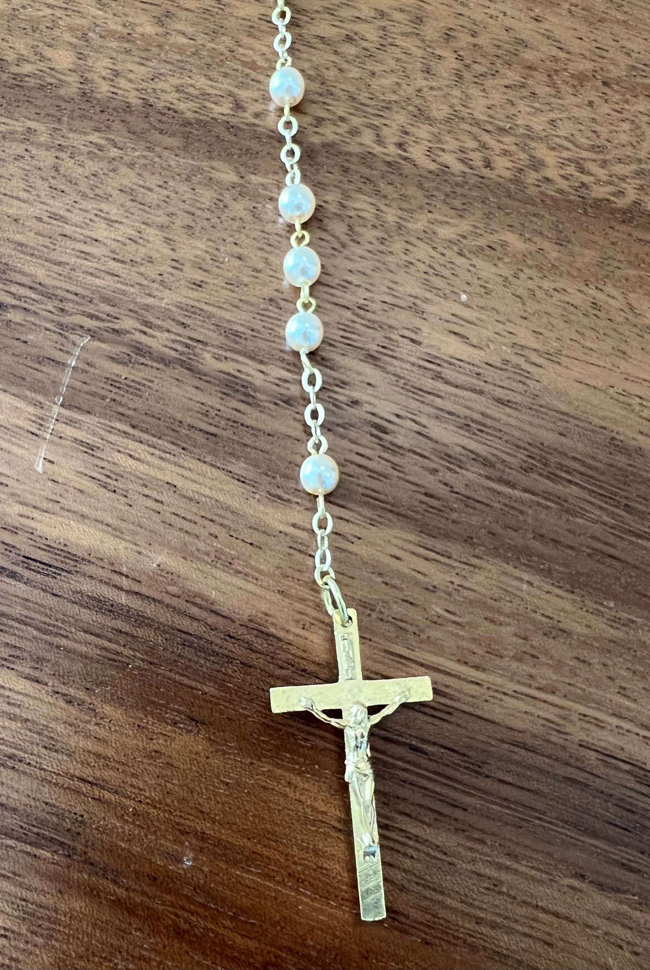 YoYo by Nina Accesories Gold Rosary Pearls & Golden