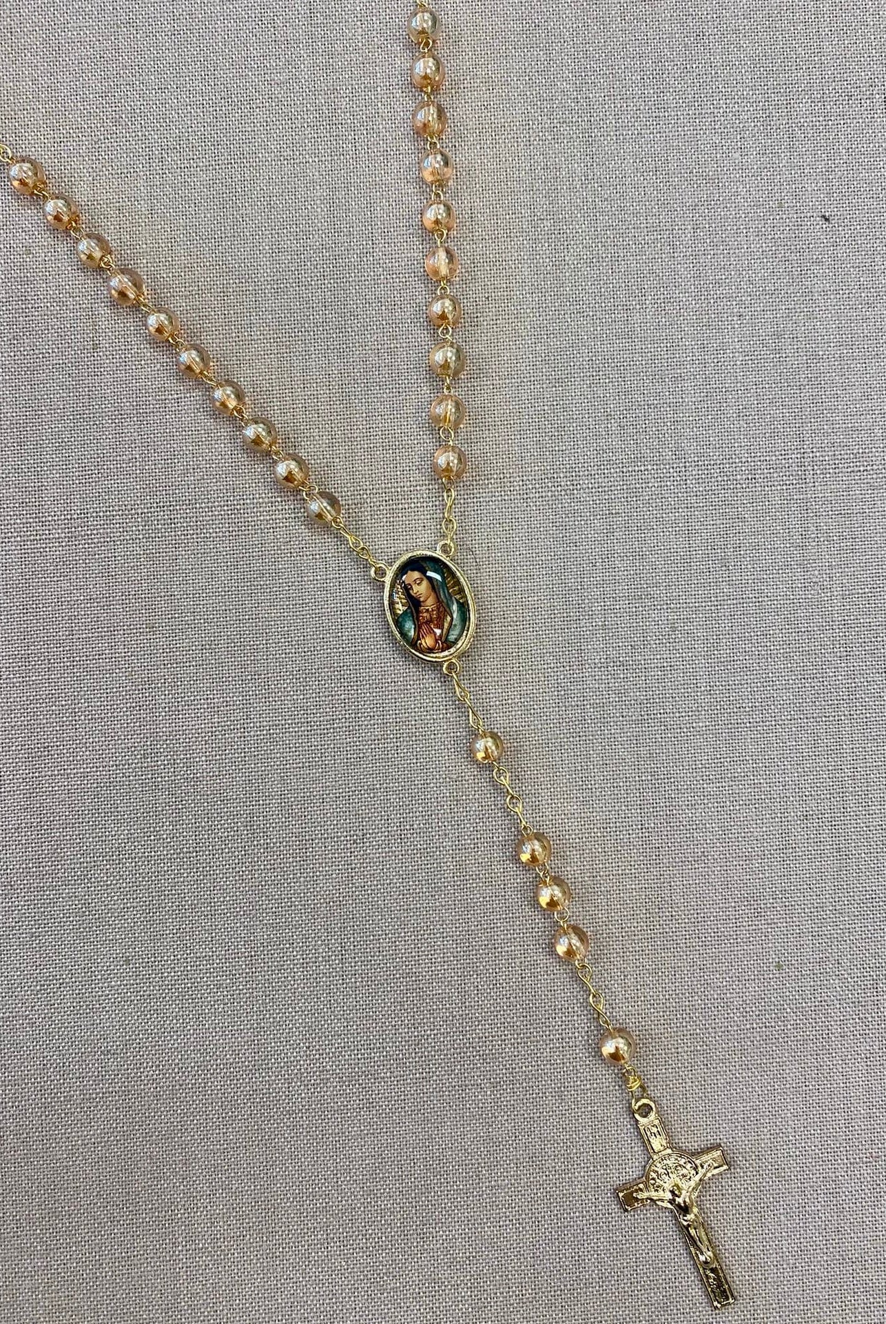 YoYo Children's Boutique Accesories Nude Pink & Virgin of Guadalupe Rosary