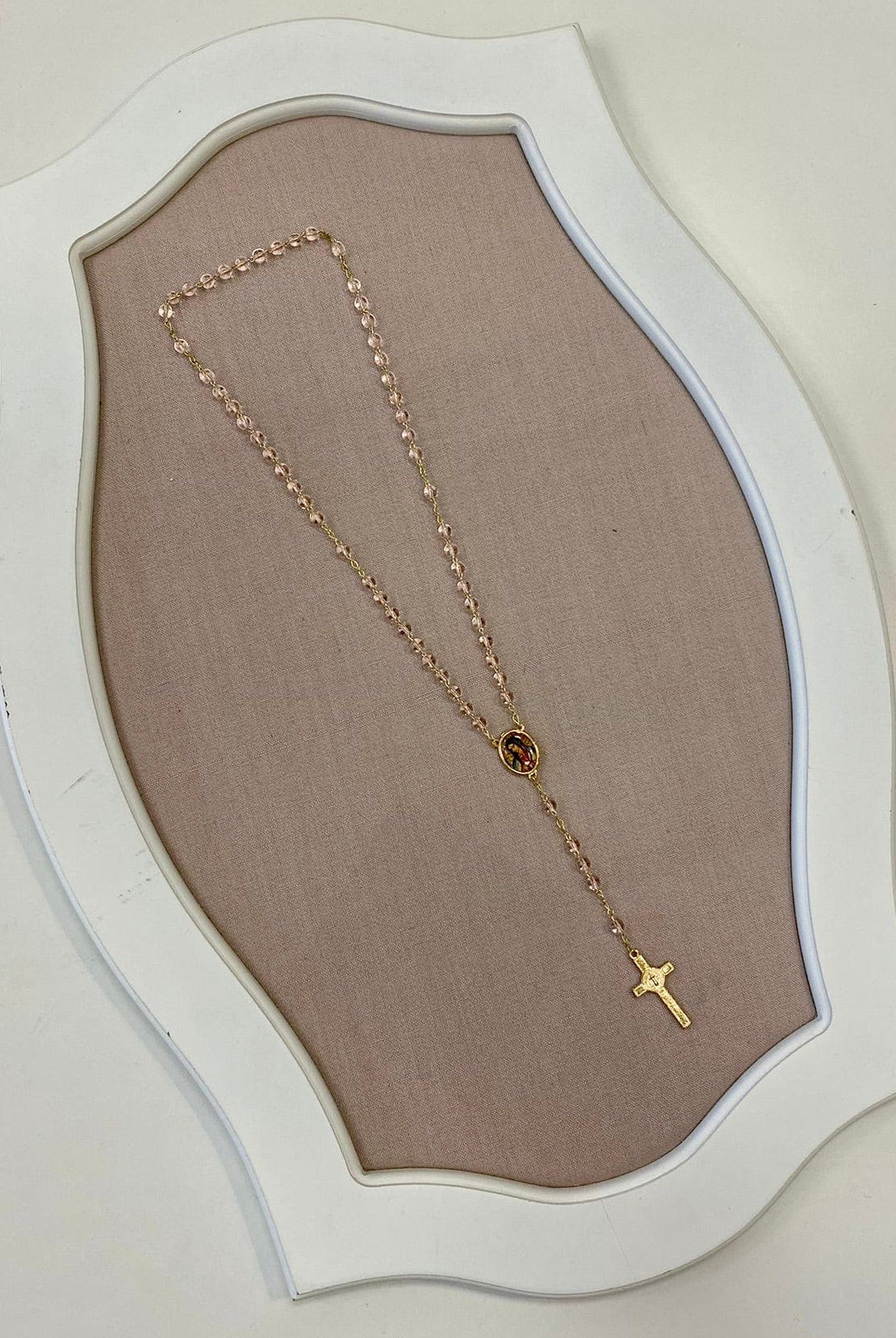 YoYo Children's Boutique Accesories Pink Crystals & Virgin of Guadalupe Rosary