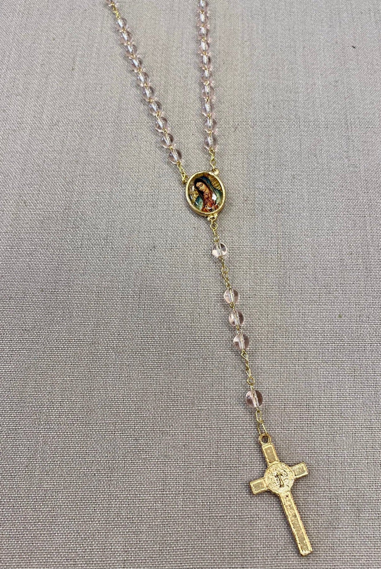 YoYo Children's Boutique Accesories Pink Crystals & Virgin of Guadalupe Rosary