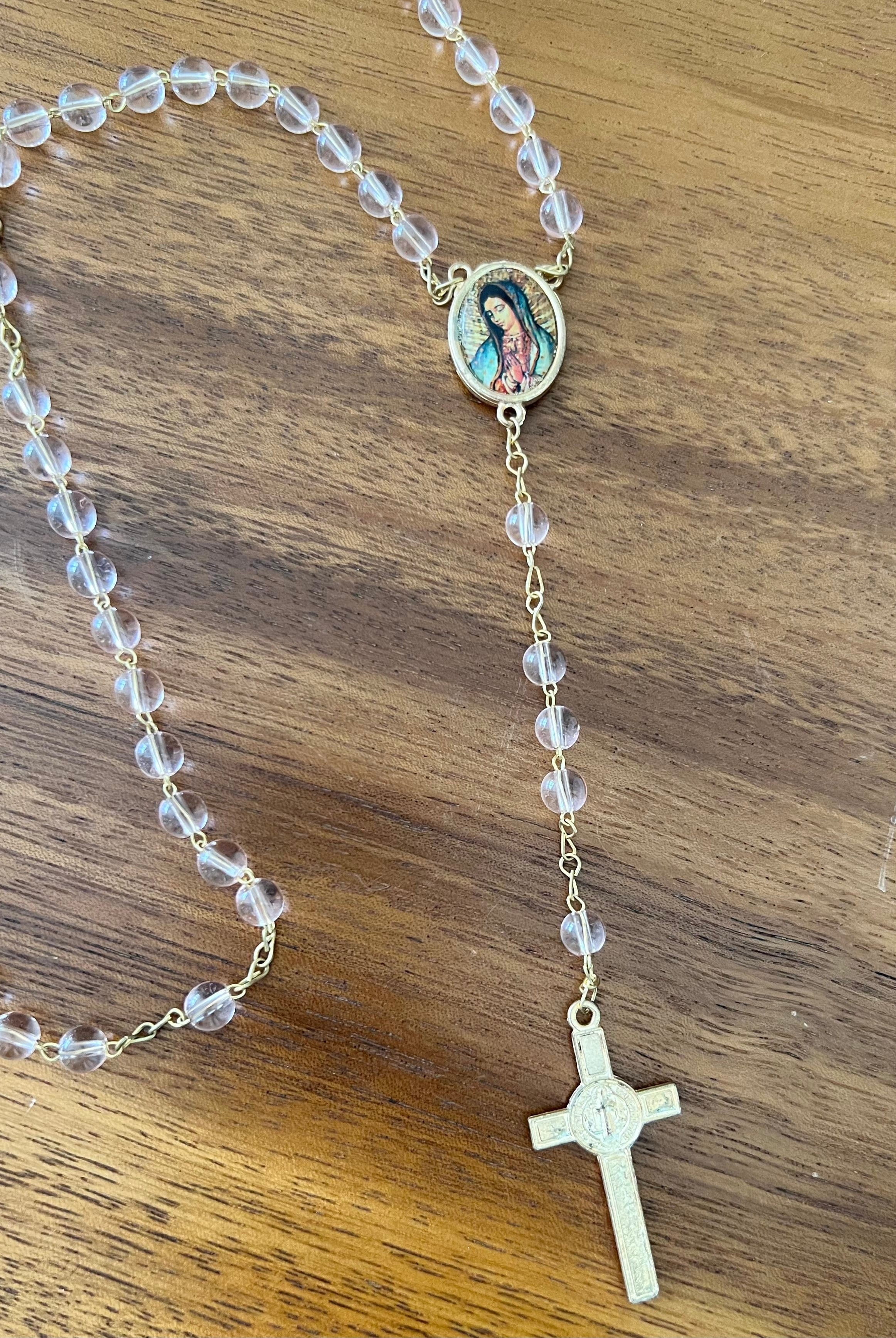 YoYo Children's Boutique Accesories Pink Crystals & Virgin of Guadalupe Rosary