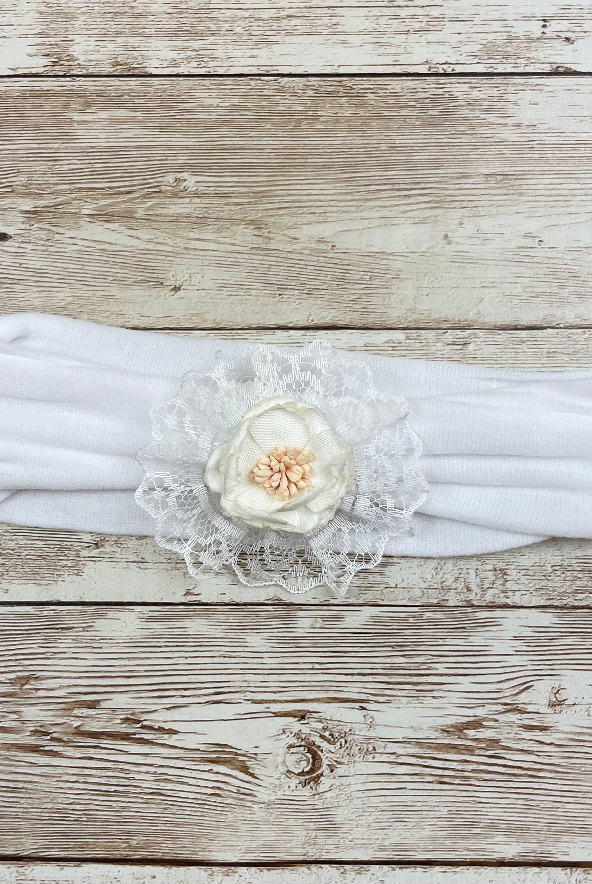 YoYo Children's Boutique Accesories White White Flower Headband