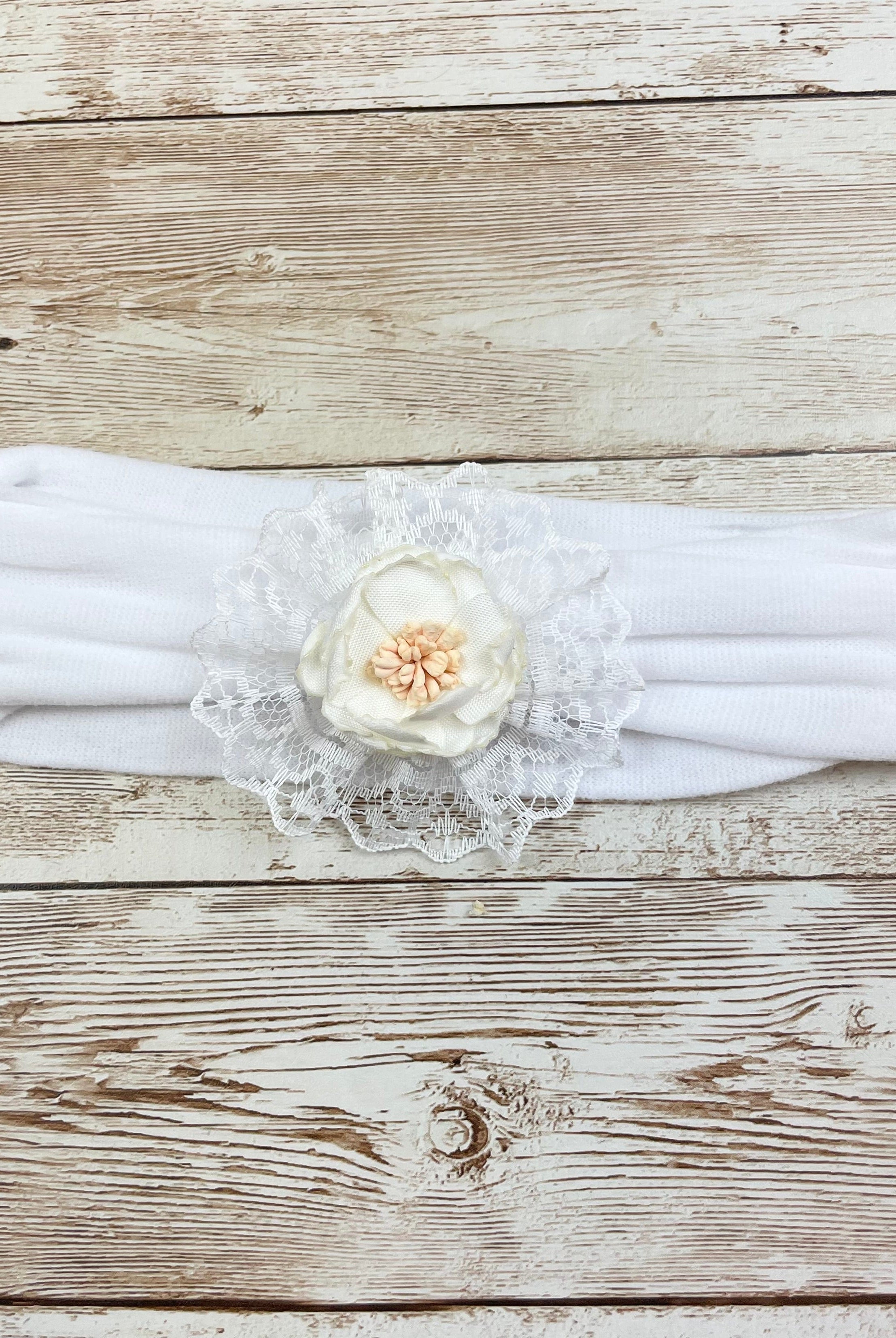 YoYo Children's Boutique Accesories White White Flower Headband