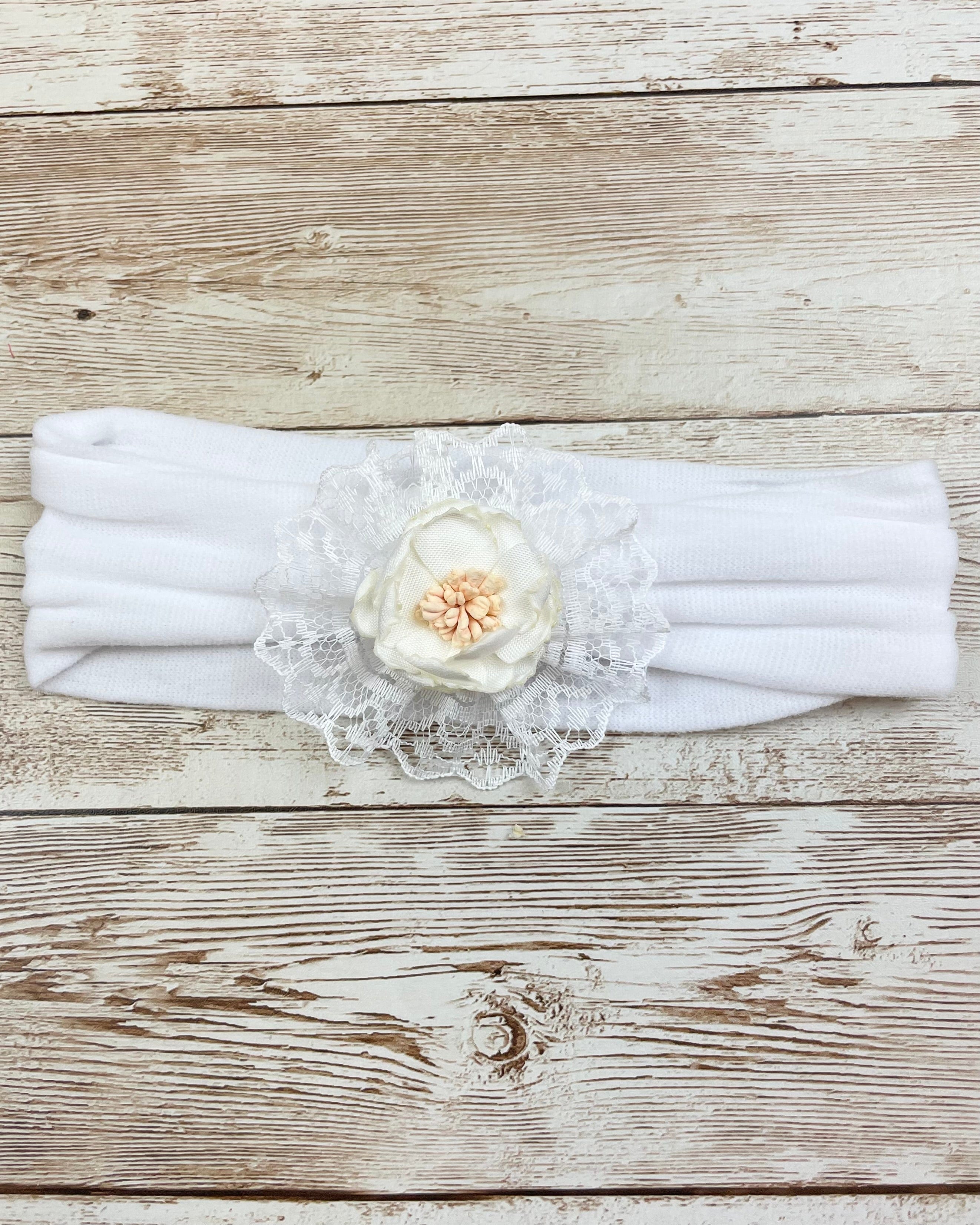 YoYo Children's Boutique Accesories White White Flower Headband