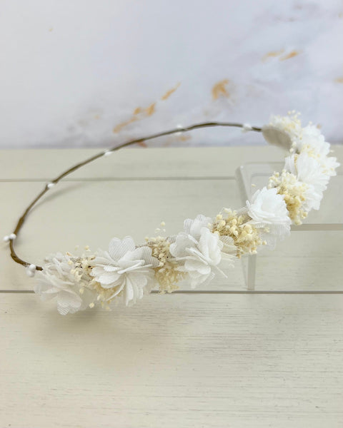 YoYo Children's Boutique Accesories White White Flowers & Baby Breath Half Crown