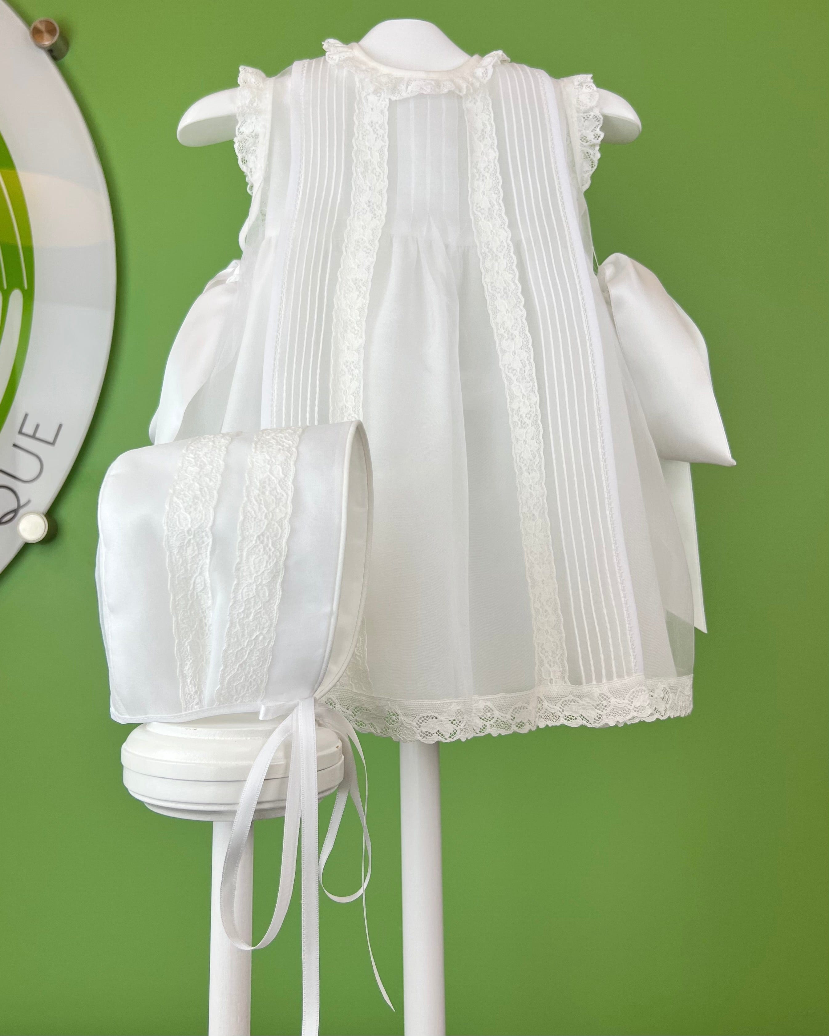 YoYo Children's Boutique Baptism & Communion Dresses Marta White Dress with Bonnet