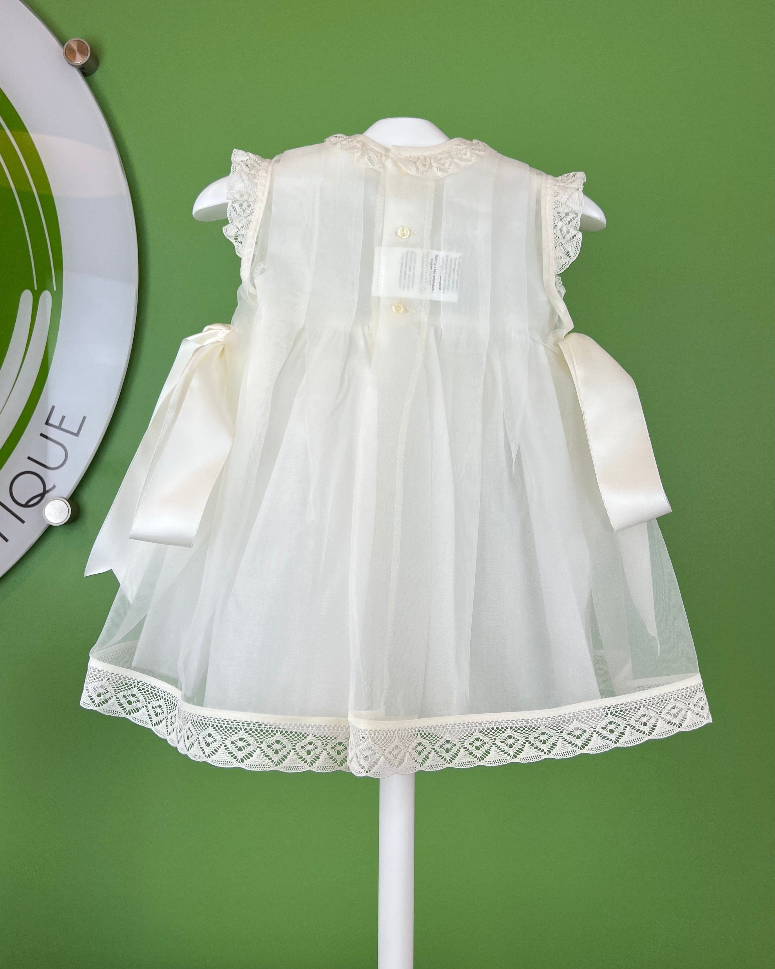 YoYo Children's Boutique Baptism Debra Off-White Dress with Bonnet