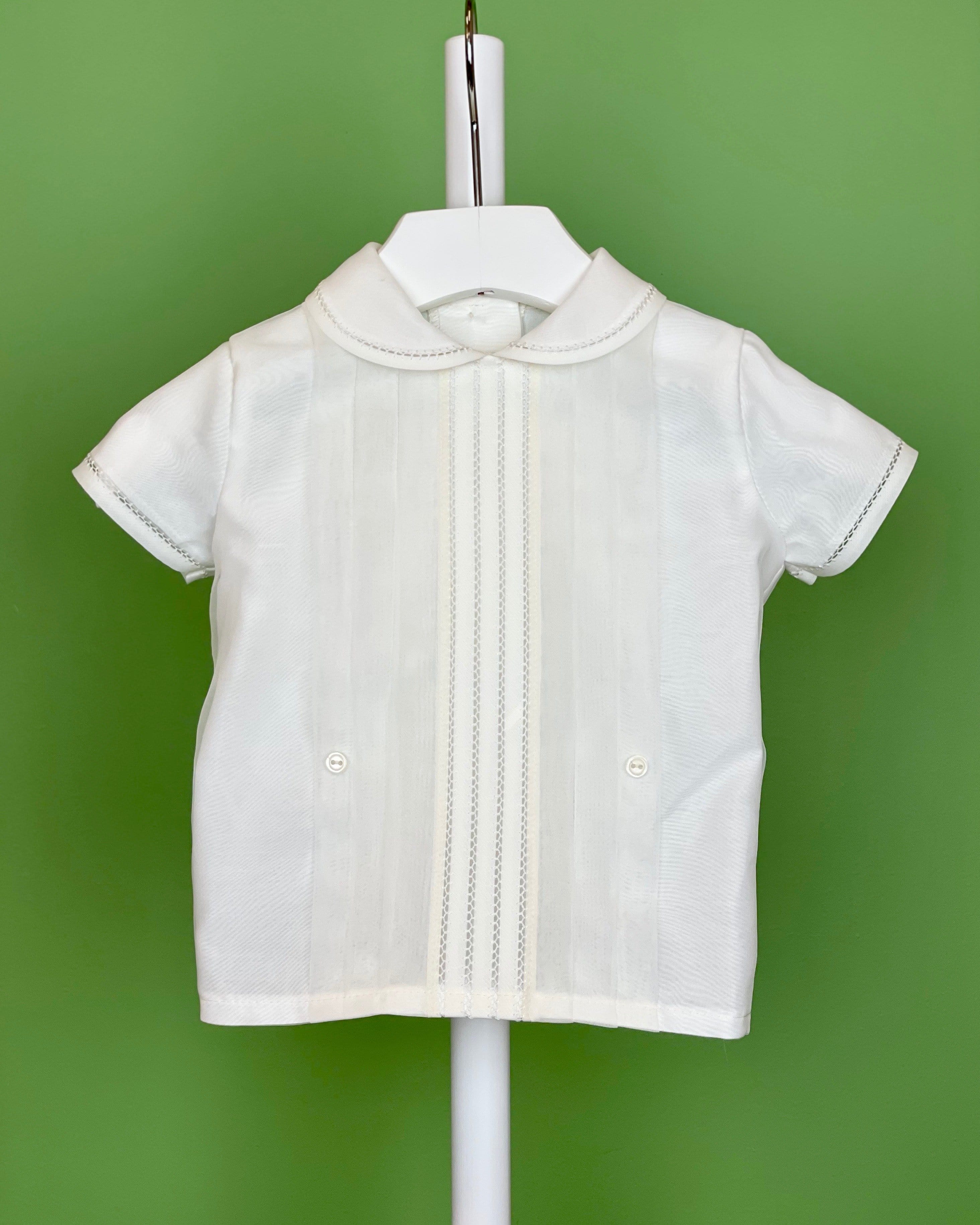 YoYo Children's Boutique Baptism Off-White & Blue Bubble Outfit