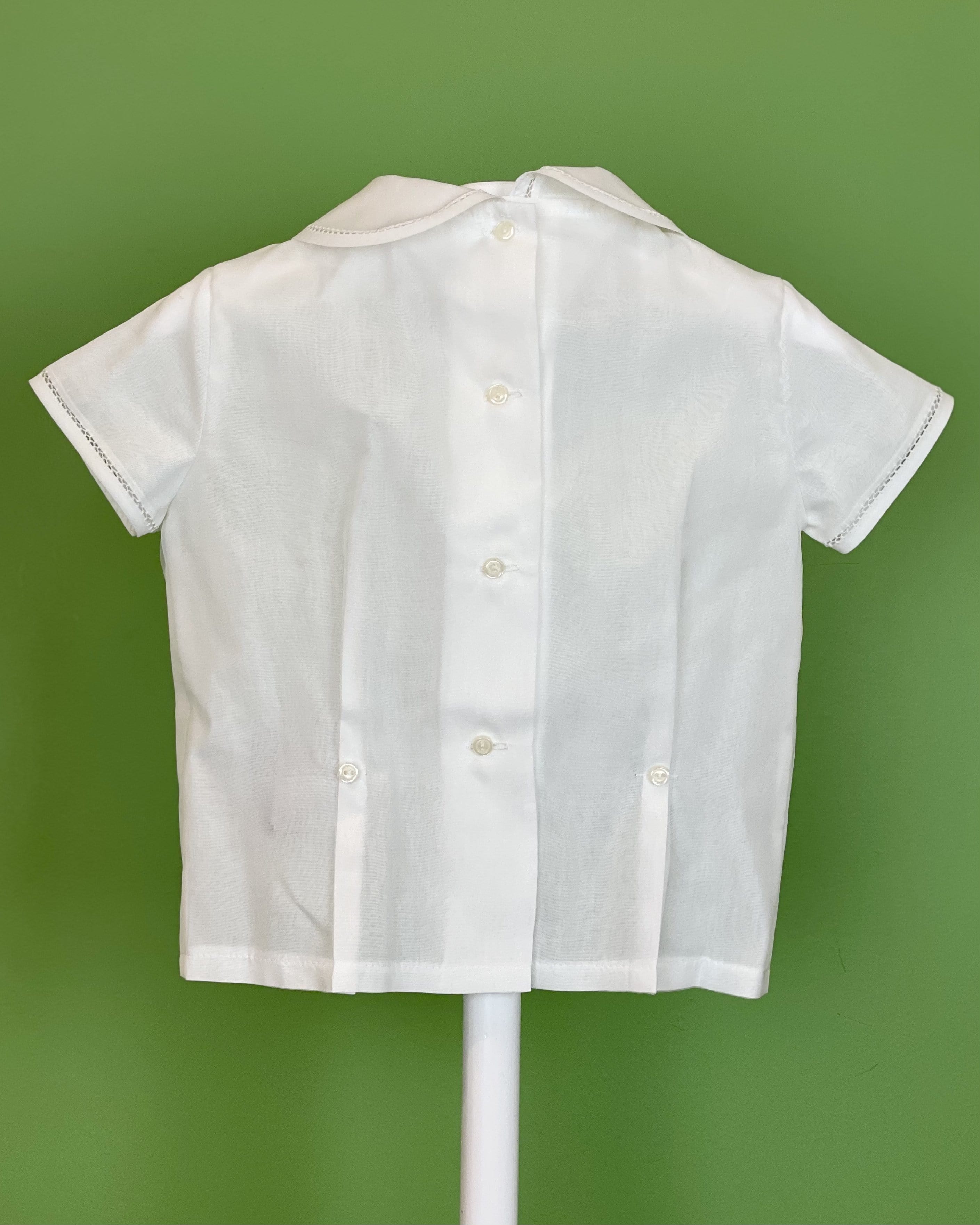 YoYo Children's Boutique Baptism Off-White & Blue Shorts Outfit