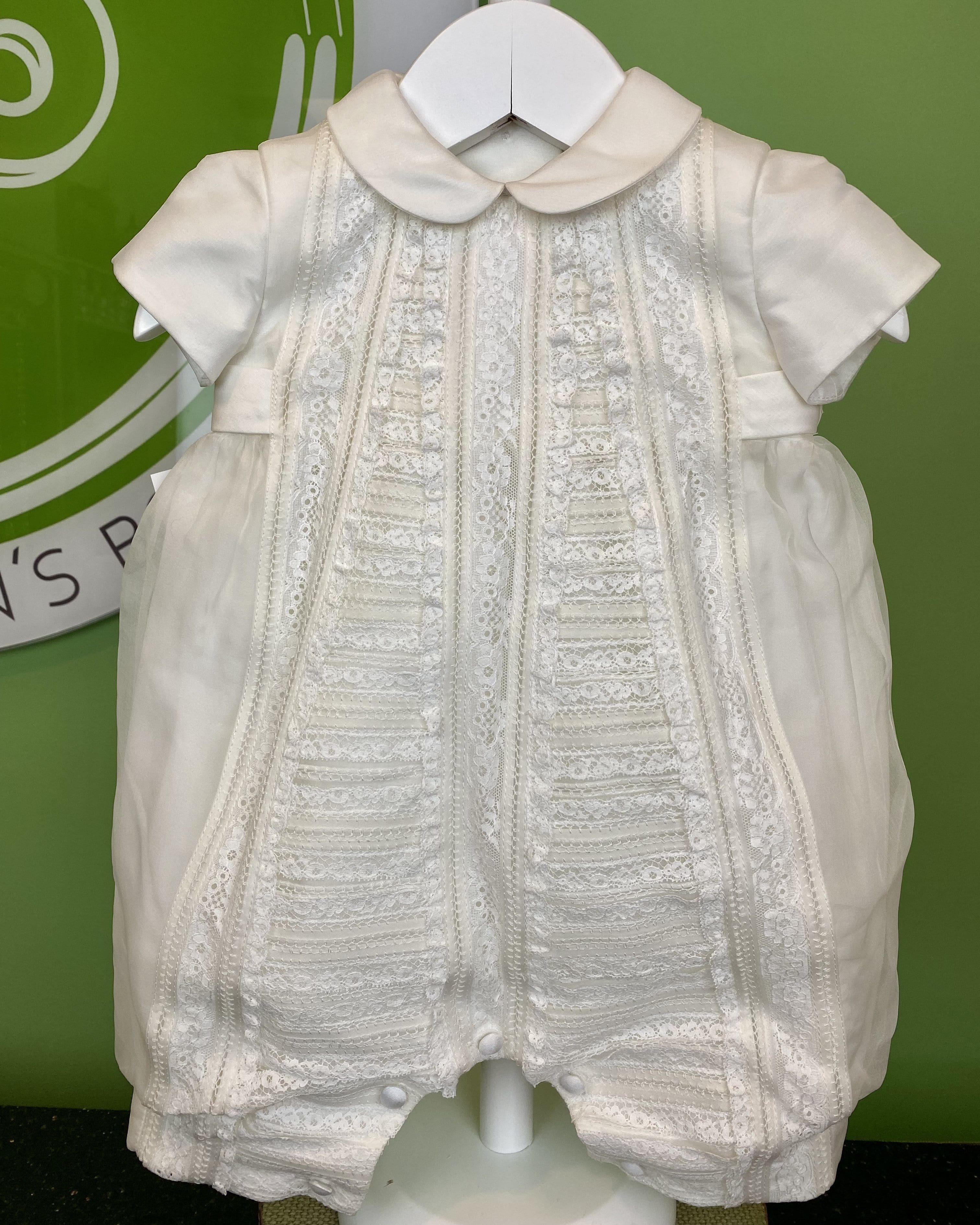 YoYo Children's Boutique Baptism Off-White Bubble Onesie