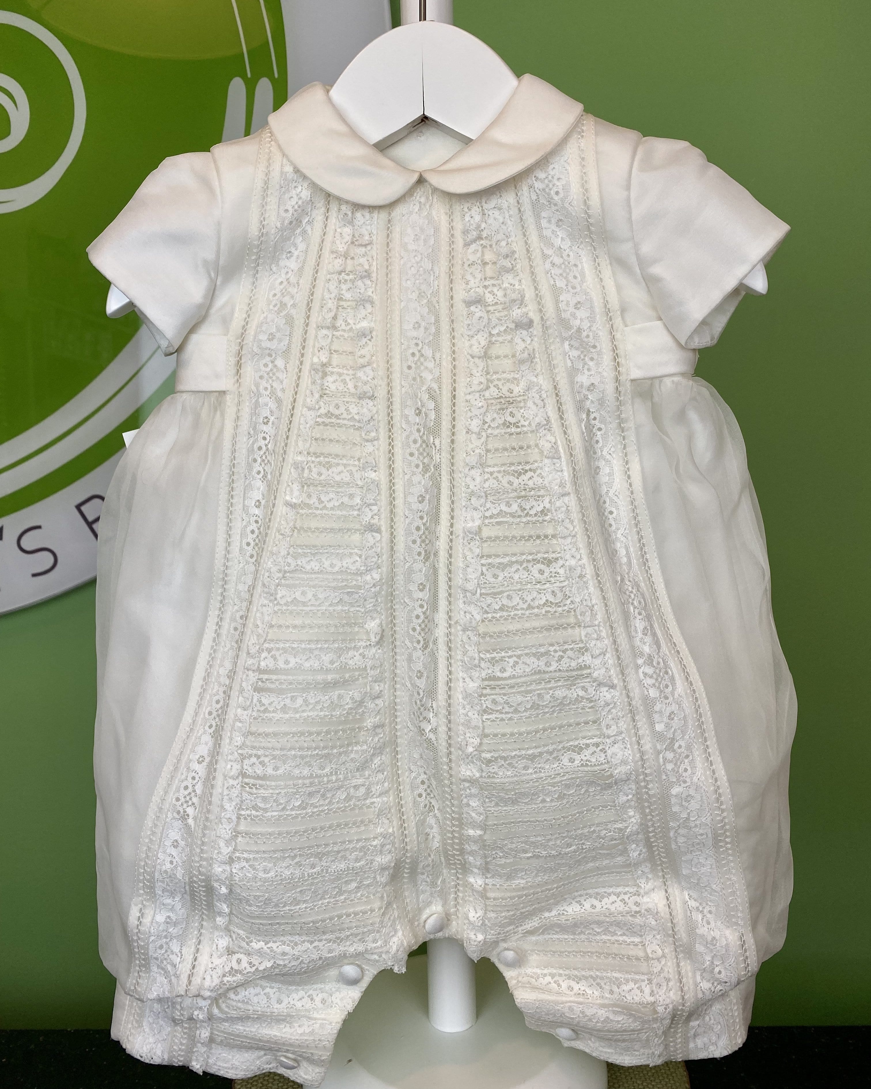 YoYo Children's Boutique Baptism Off-White Bubble Onesie