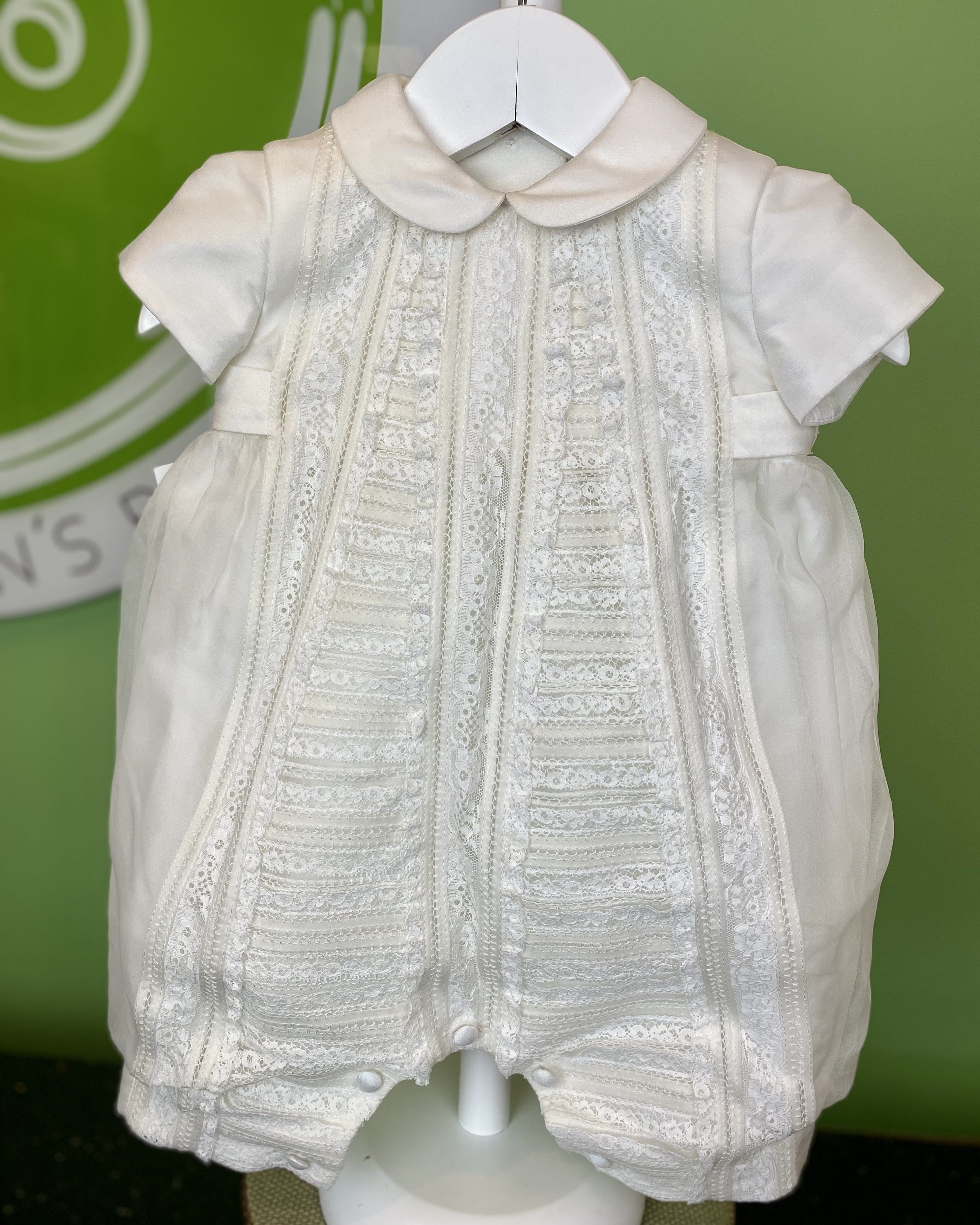 YoYo Children's Boutique Baptism Off-White Bubble Onesie