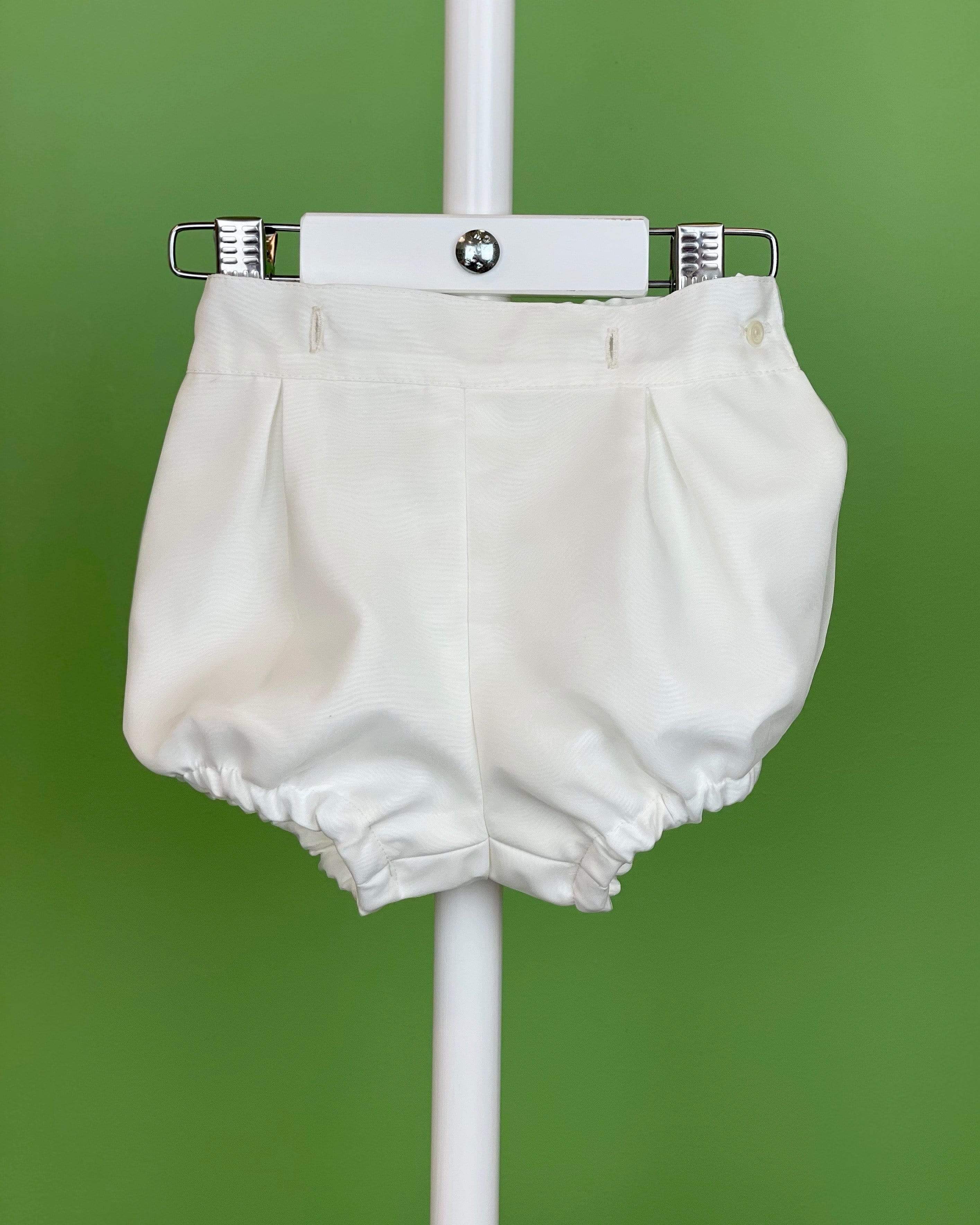 YoYo Children's Boutique Baptism Off-White Organza & Lace Bubble Shorts Outfit