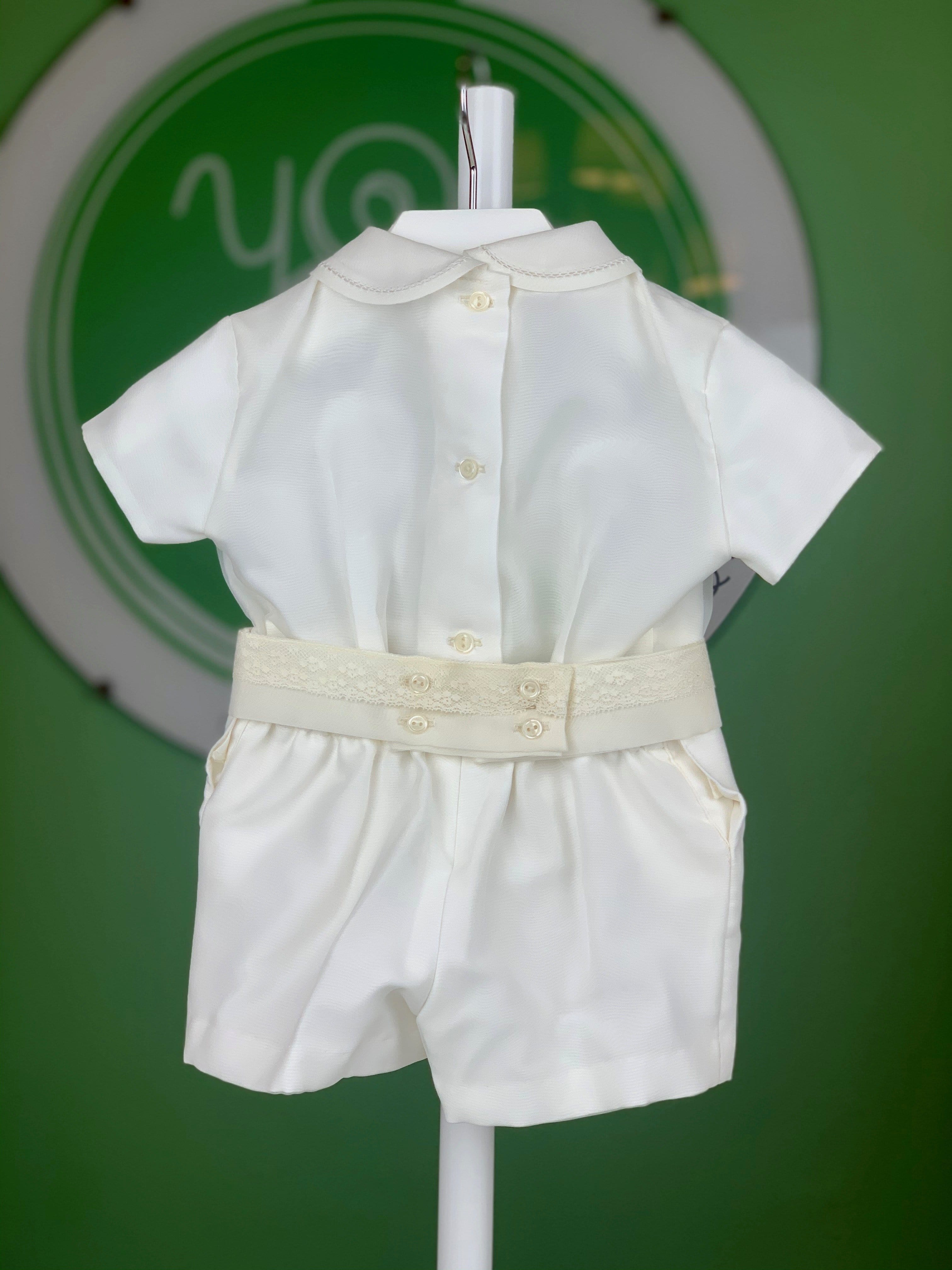 Off White Organza, Lace & Pleated Shorts Outfit - YoYo Children's Boutique