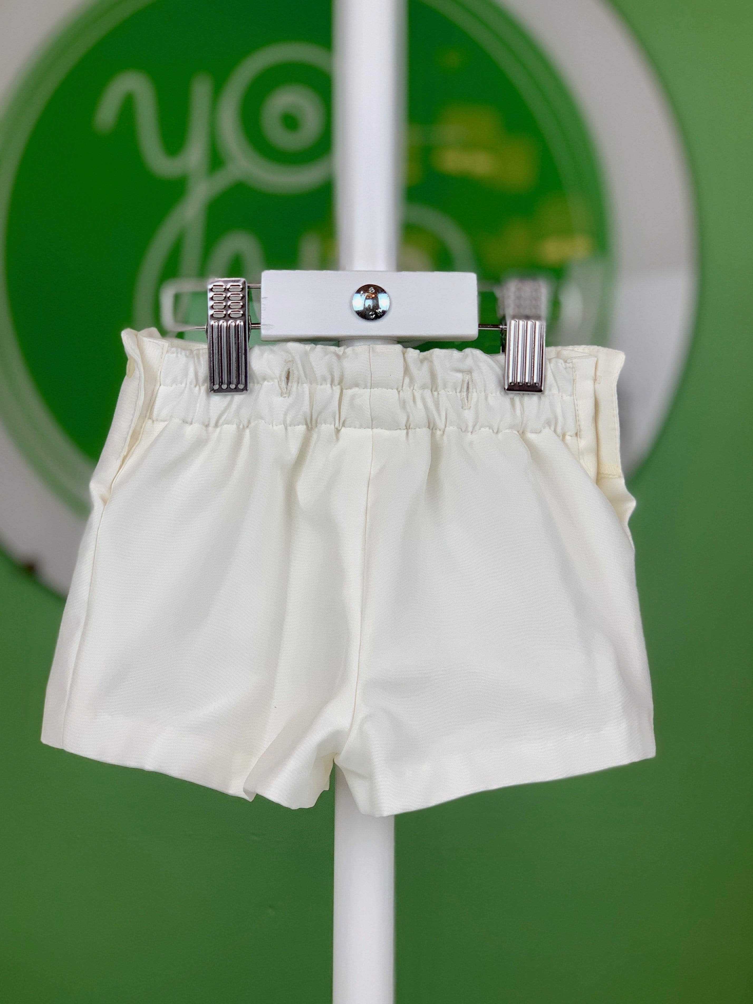 YoYo Children's Boutique Baptism Off-White Pleated Organza Shorts Outfit