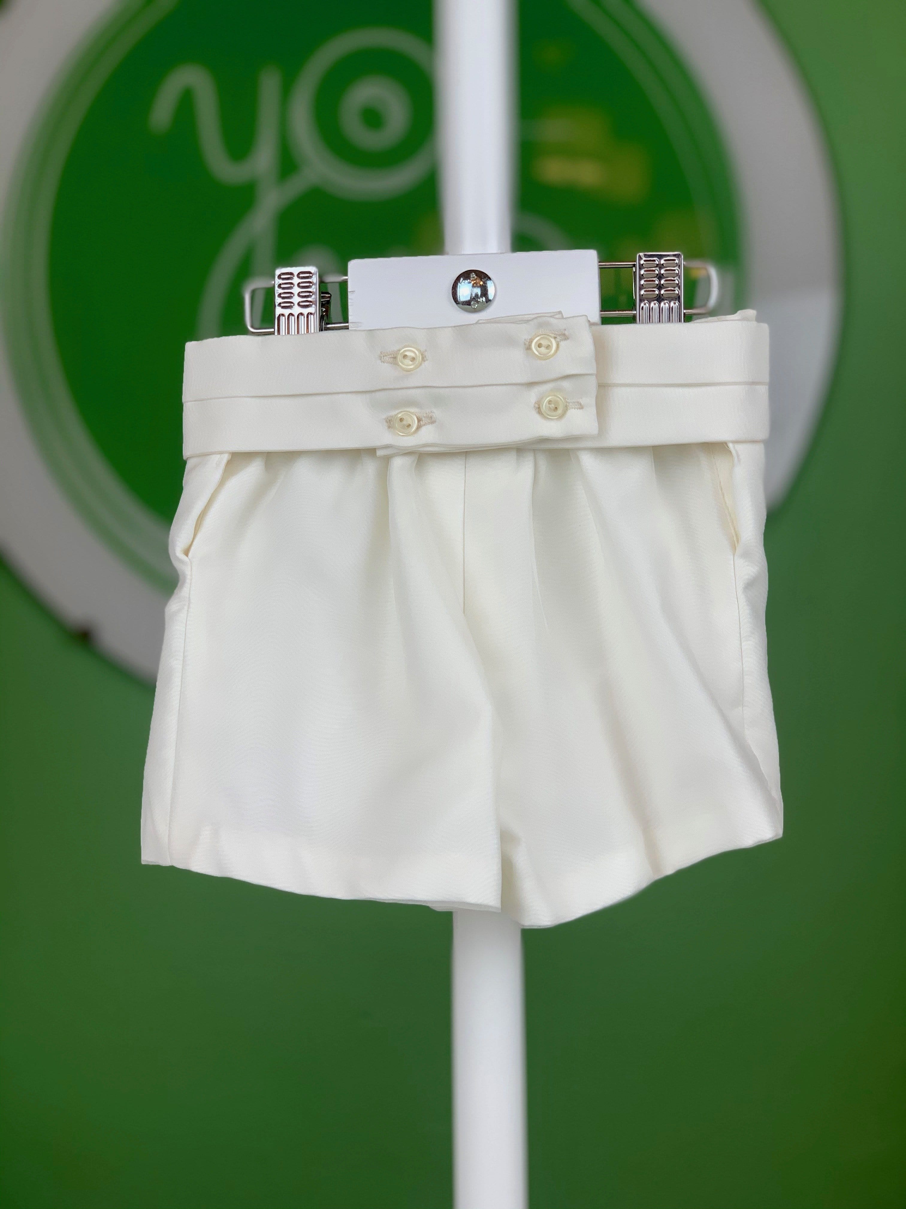 Off White Pleated Shorts Outfit - YoYo Children's Boutique