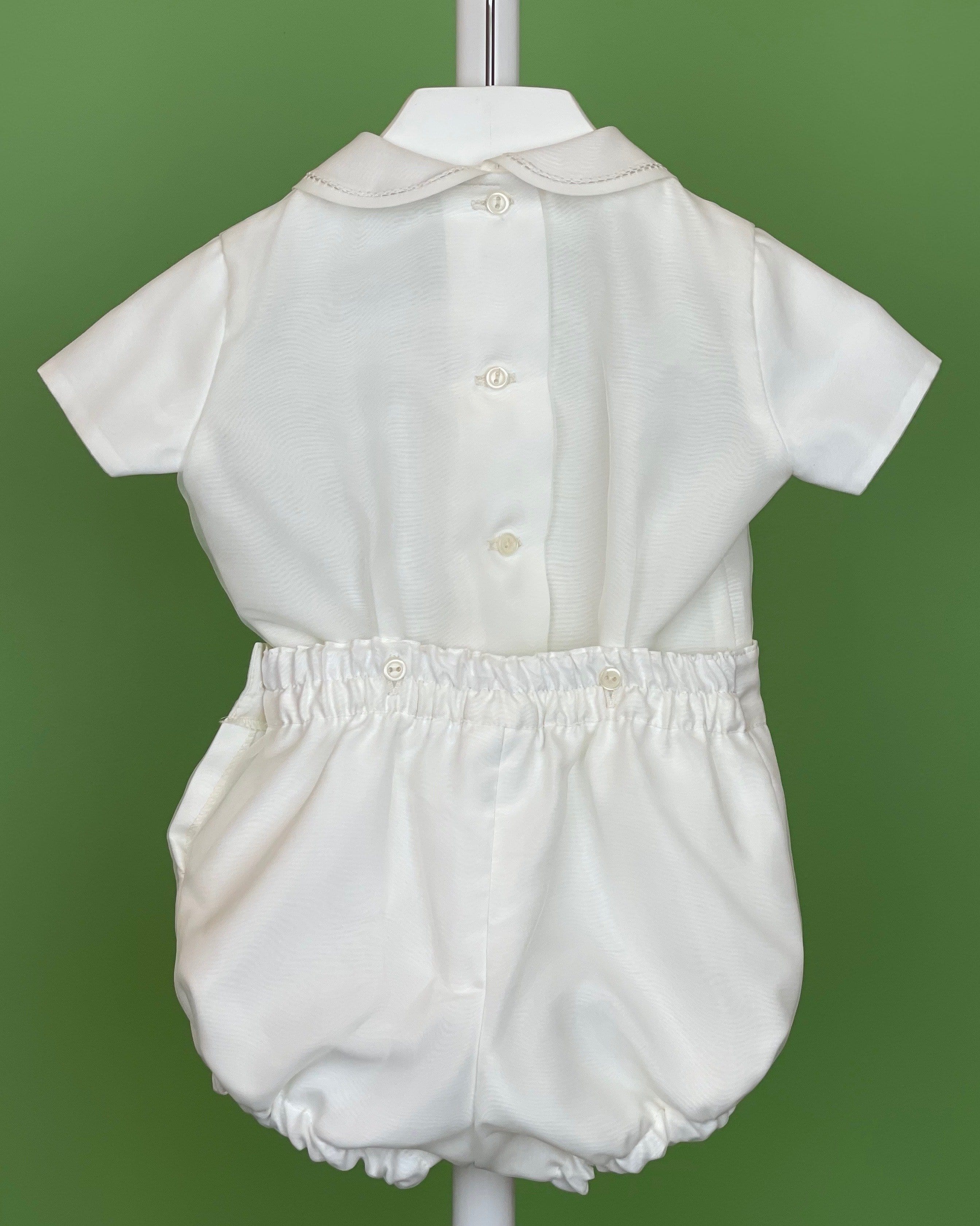 YoYo Children's Boutique Baptism Off-White Pleats Bubble Outfit