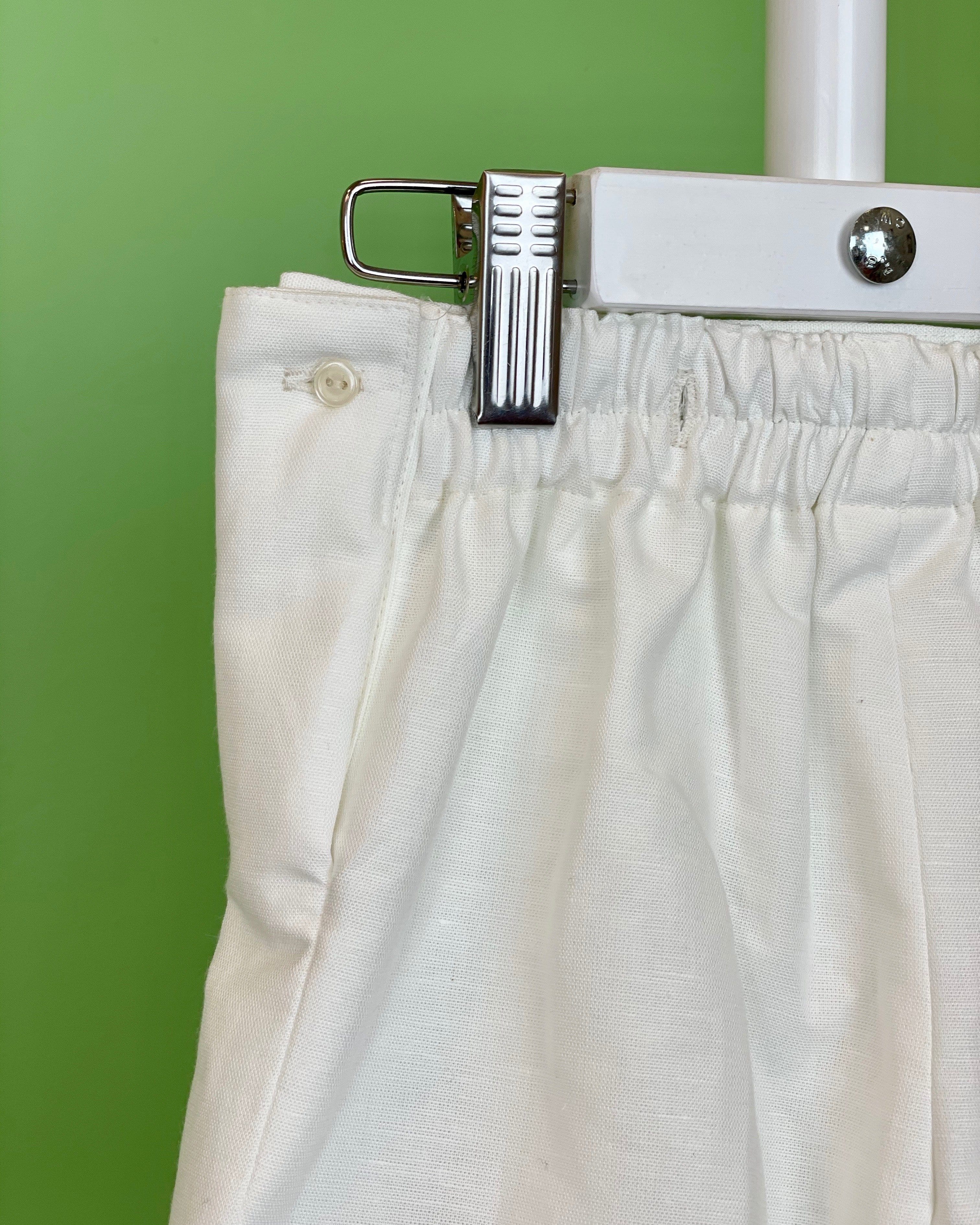 YoYo Children's Boutique Baptism White Linen & Mao Collar Shorts Outfit