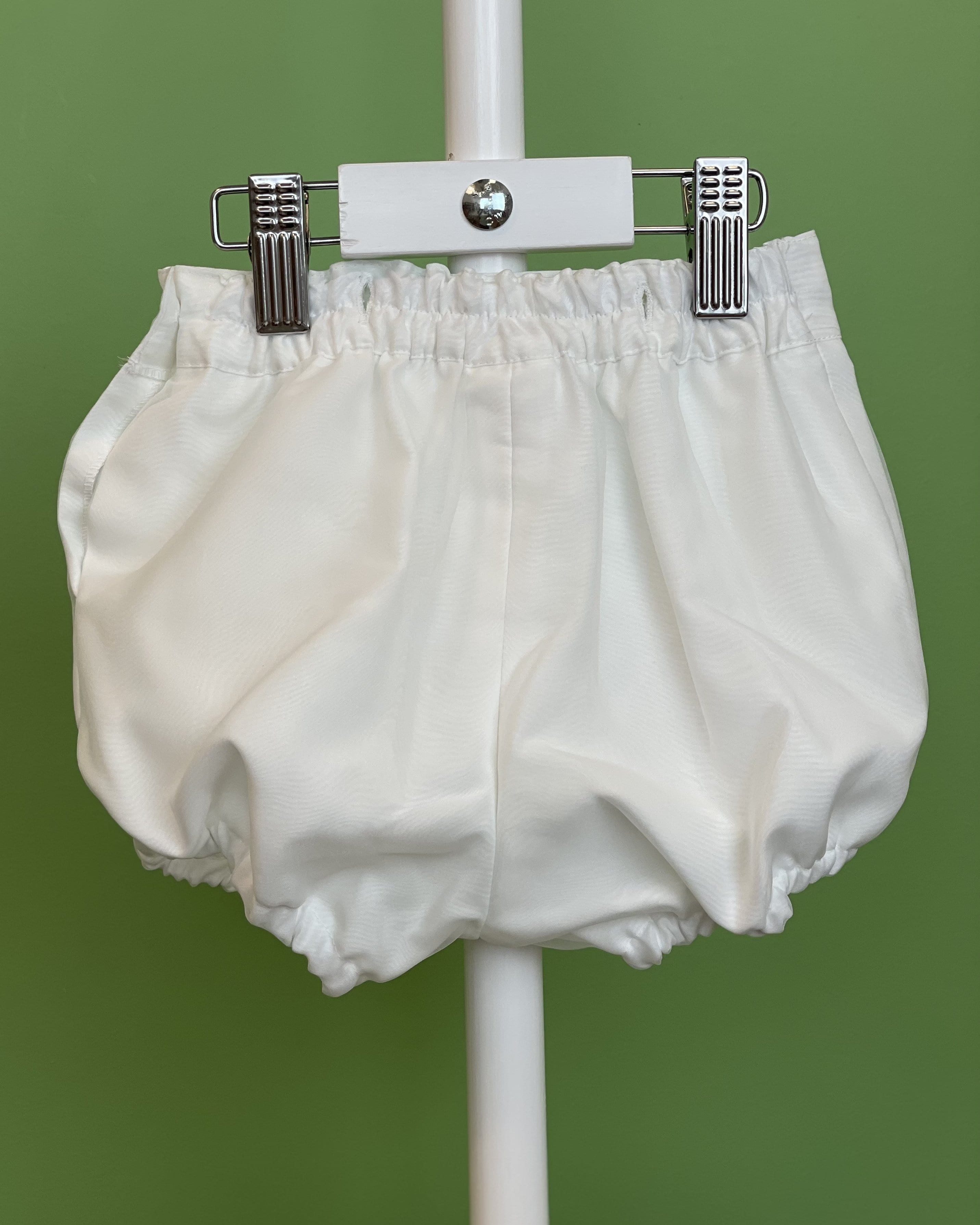YoYo Children's Boutique Baptism White Organza & Lace Bubble Shorts Outfit